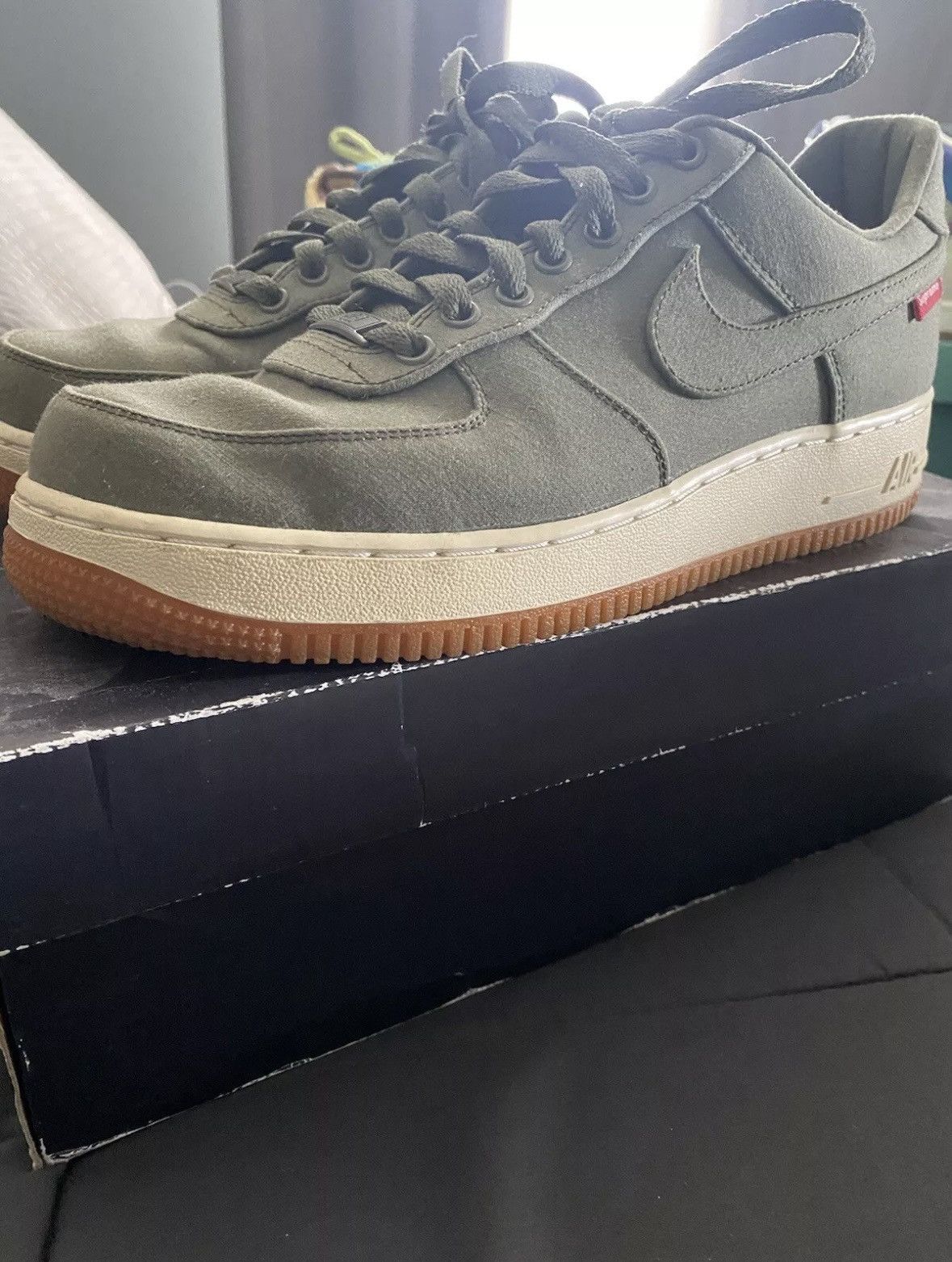 Nike × Supreme Nike Supreme x Air Force 1 Premium 08 NRG Low Cargo Khaki Size US 8.5 / EU 41-42 - 4 Thumbnail