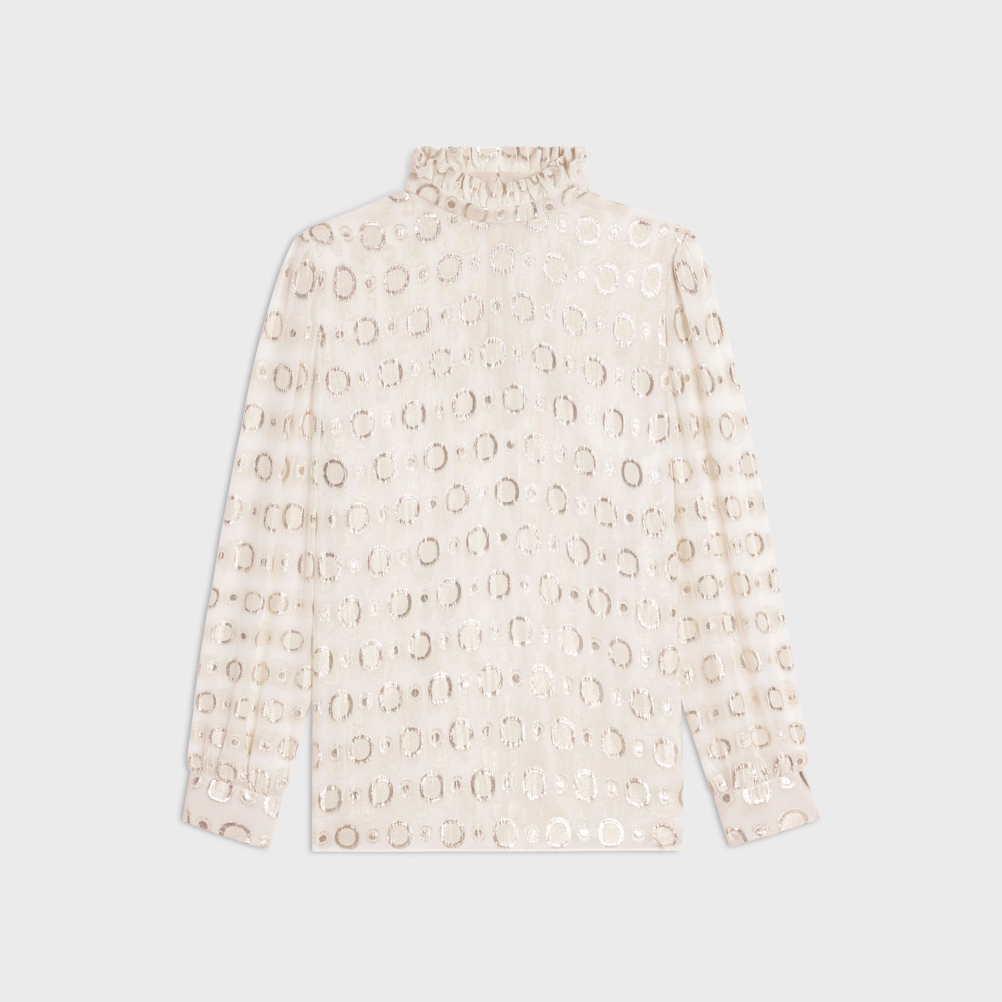 Celine o1bcso1str0126 2B10B601Y Frilled Collar Blouse in Ivoire/Or Size S / US 4 / IT 40 - 1 Preview