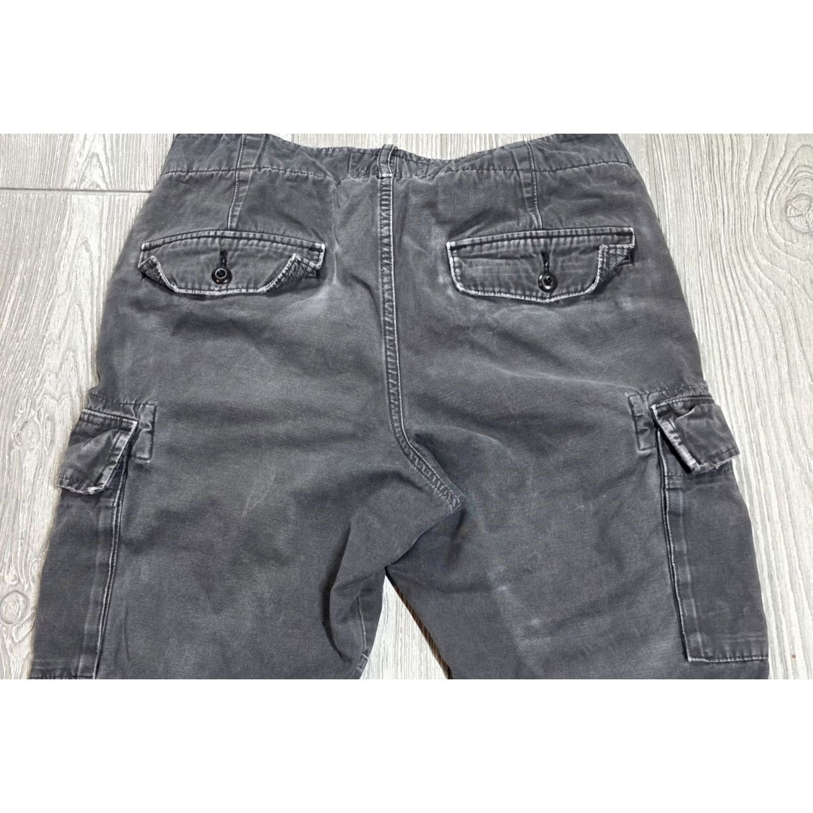 Abercrombie & Fitch Abercrombie & Fitch Slim Skinny Cargo Pants Men 32x28 Distress Fade Gray Canvas Cargo Pocket Zipper Button Embroidered Logo Size US 32 / EU 48 - 5 Thumbnail
