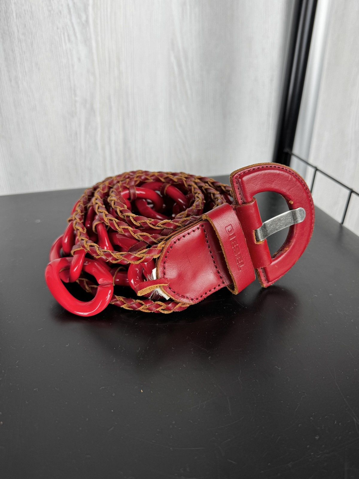 Diesel Diesel vintage avant garde chain style cow leather belt 32 Size 32 - 4 Thumbnail