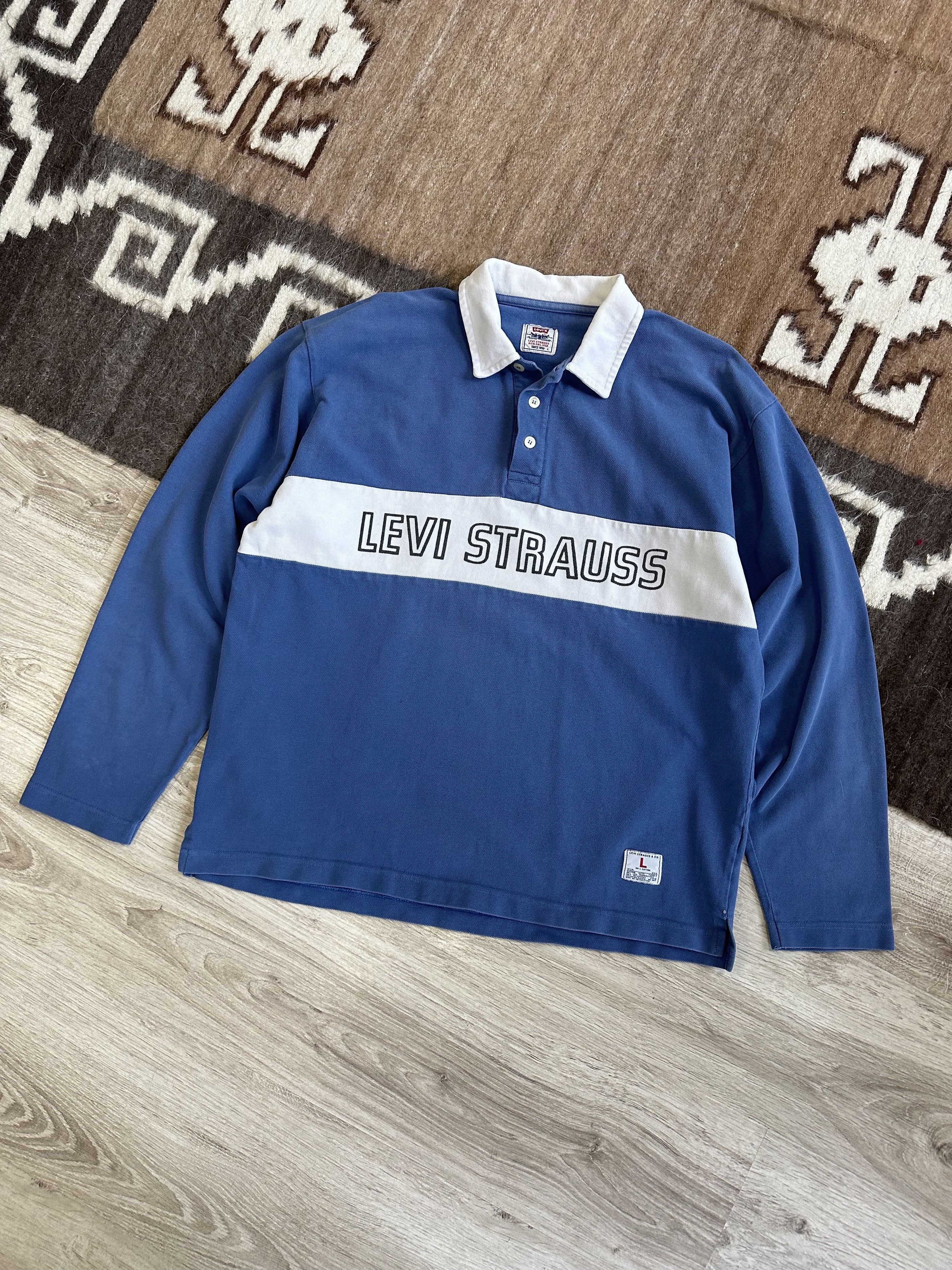 Levi's Levis 90s Big Logo Rugby Long Sleeve Polo Shirt 5837AC Size US L / EU 52-54 / 3 - 1 Thumbnail