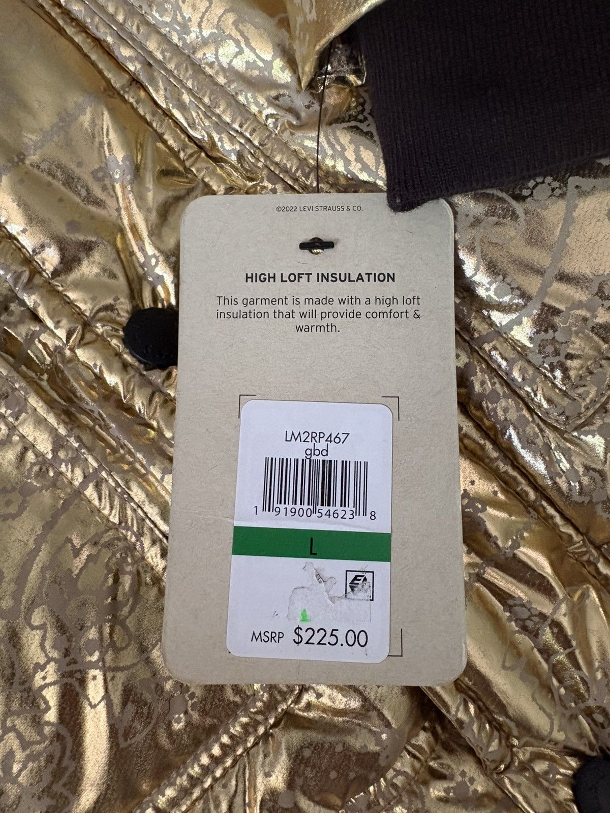 Levi's Levi's Metallic Gold Bandana Print Quil Hooded Puffer Jacket Size US L / EU 52-54 / 3 - 10 Thumbnail