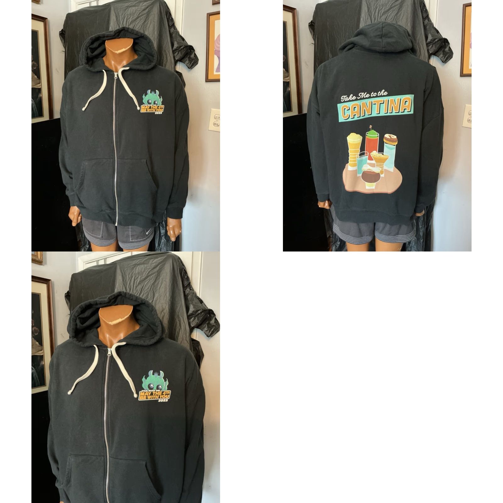 Star Wars VINTAGE Star Wars Cantina Full Zip Hoodie XL Black Men Size US XL / EU 56 / 4 - 8 Thumbnail