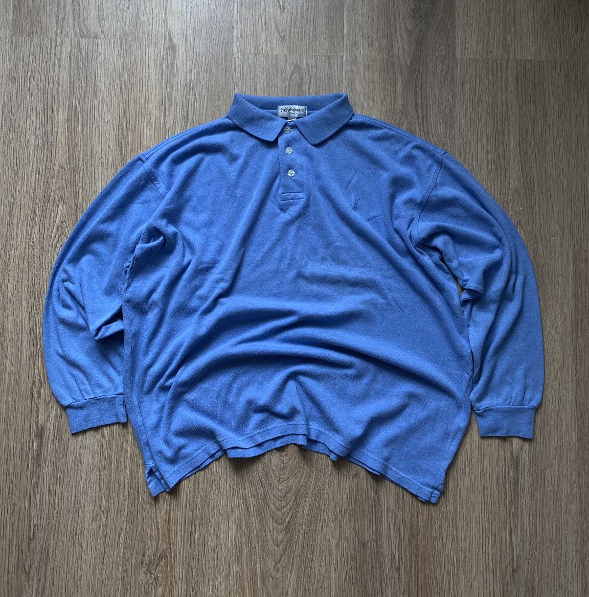 Yves Saint Laurent Rare YSL Paris pour home 90’s Long Sleeve Polo light blue Size US XL / EU 56 / 4 - 1 Thumbnail