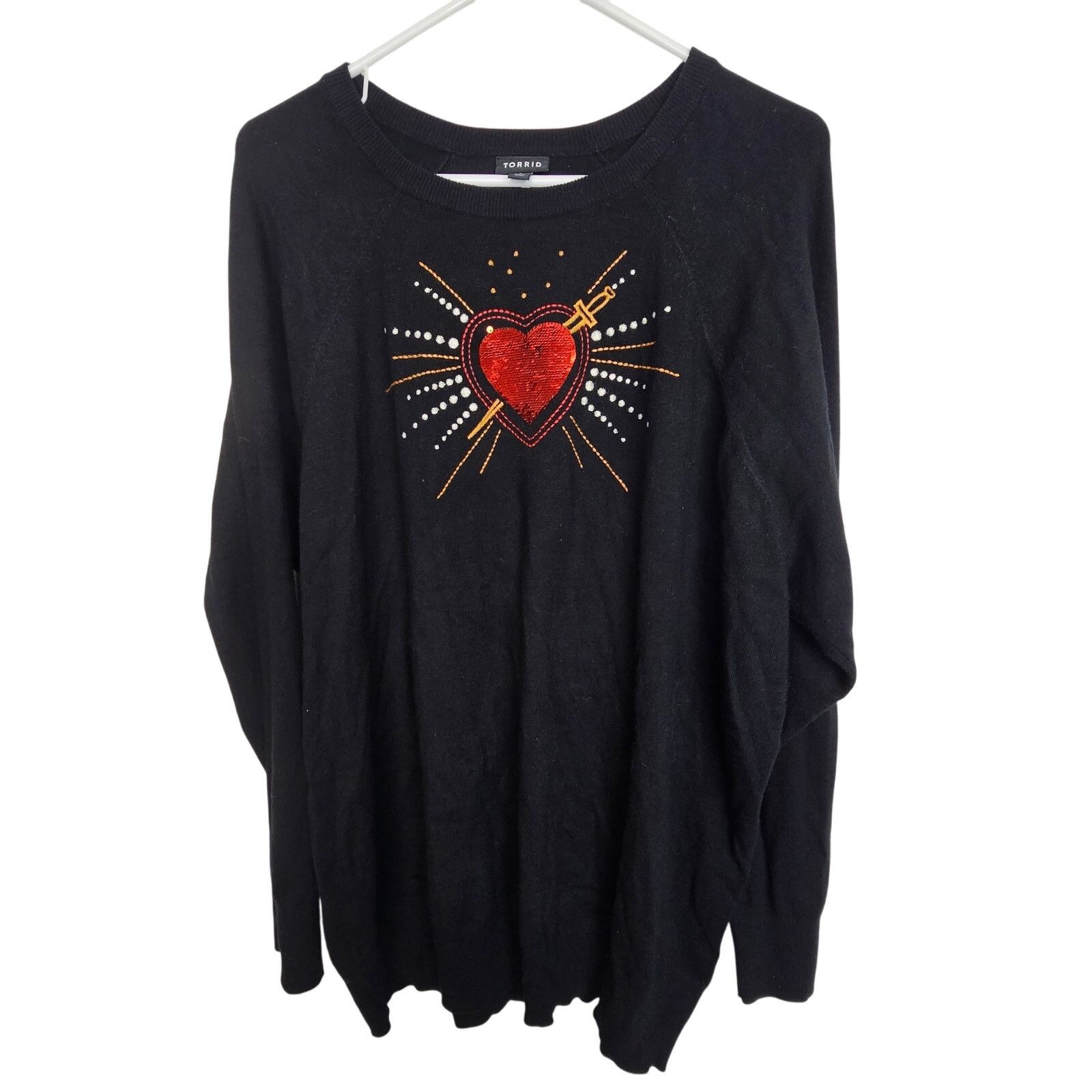 Corridor Torrid Sequin Heart Pullover Knit Sweater Size 2X Whimsigoth Size XXL / US 16-18 / IT 52-54 - 1 Thumbnail
