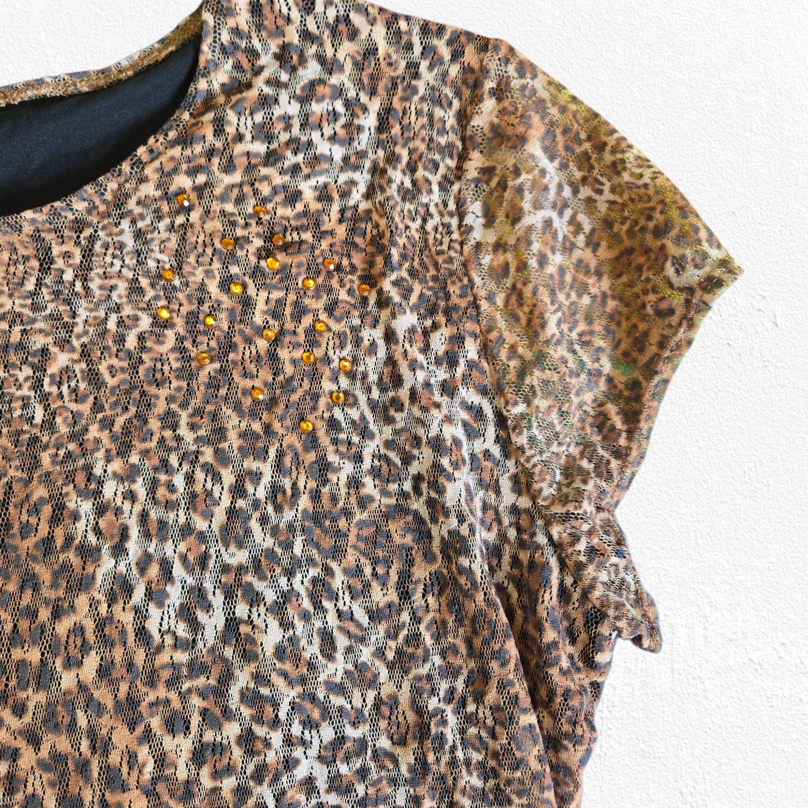 Vintage Y2K Animal Print Lace Overlay USA Made Blouse Size XL Size XL / US 12-14 / IT 48-50 - 5 Thumbnail