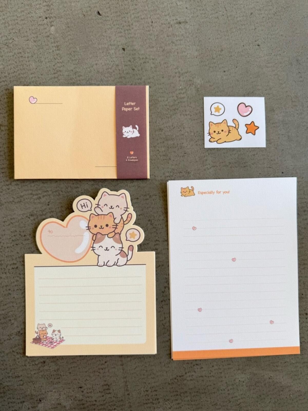 Other Cute Cat 4 piece Letter Set / Stationery Kit / Korean Size ONE SIZE - 1 Thumbnail