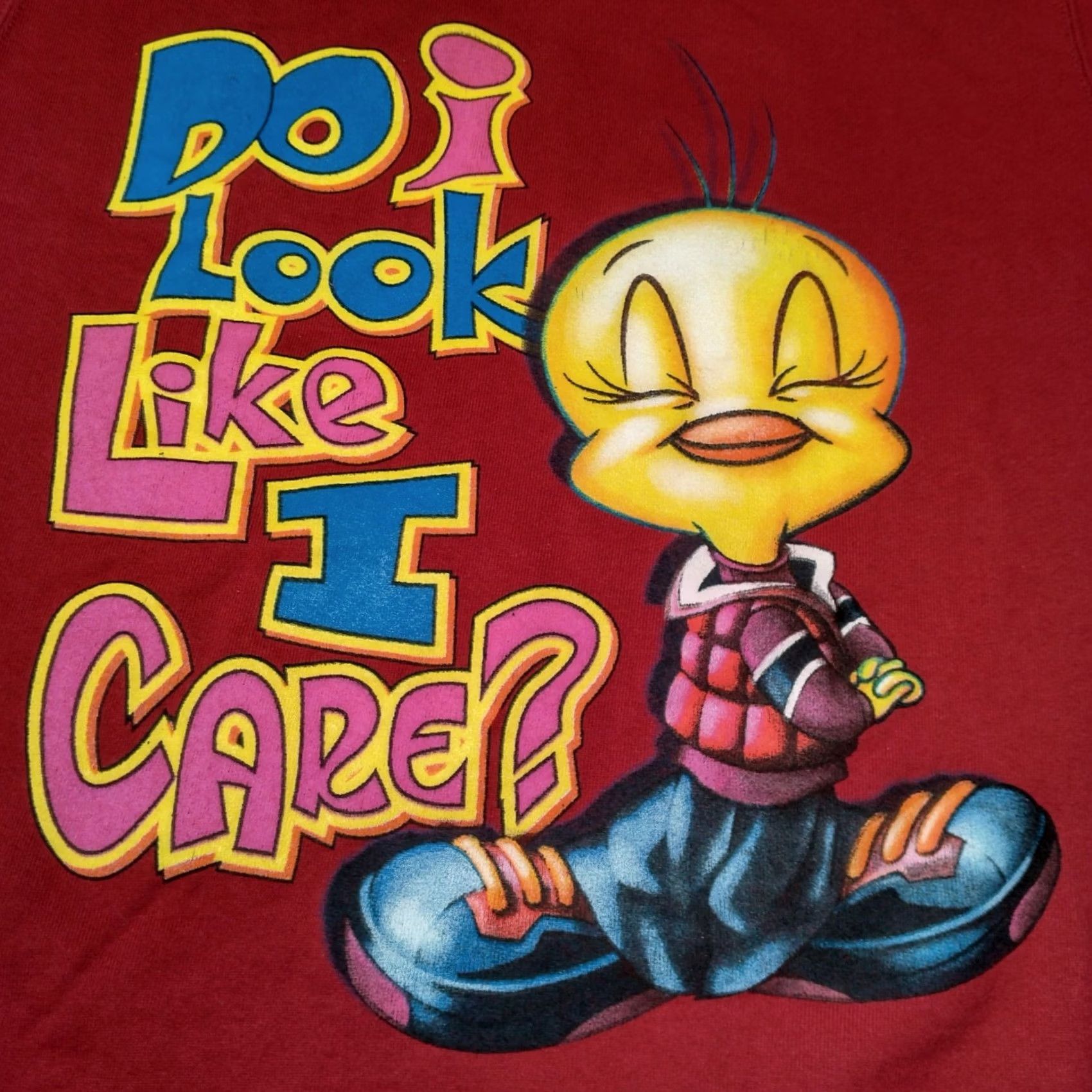 Catalina VINTAGE Tweety Bird Sweatshirt Catalina Pullover Long Sleeve Mock Neck Womens L Red Maroon Cartoons TV & Movie Characters 90s? Size L / US 10 / IT 46 - 2 Thumbnail