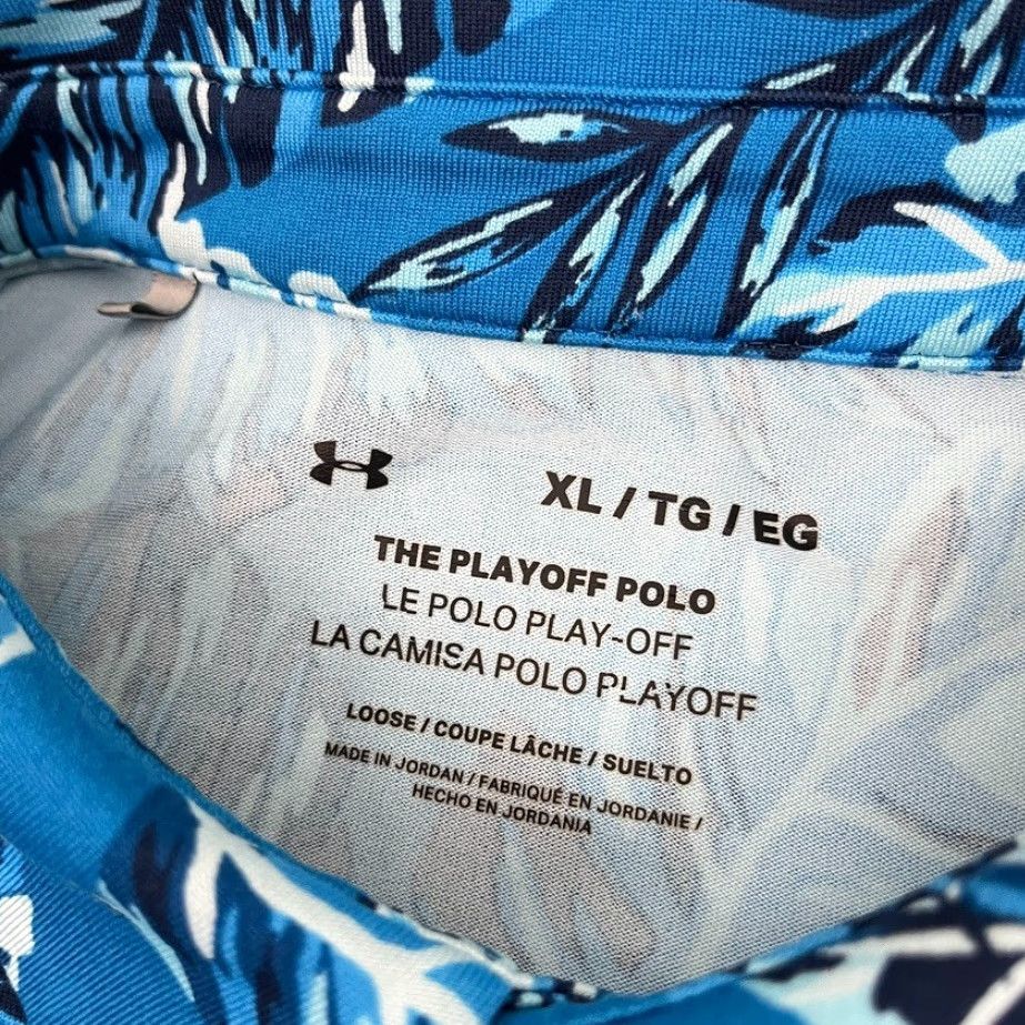 Under Armour Under Armour Playoff 2.0 Polo Shirt Men XL Blue Floral Hawaiian Active Golf Prep Polo Size US XL / EU 56 / 4 - 4 Thumbnail