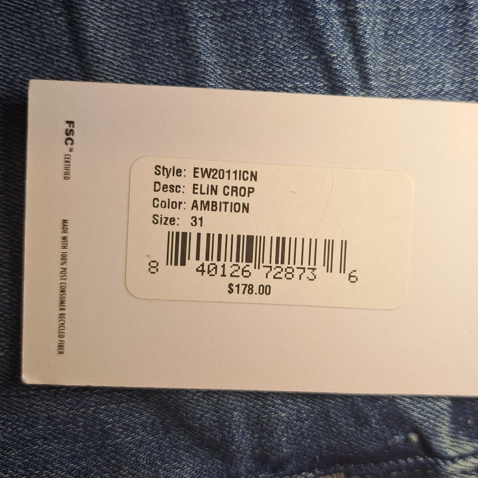 Edwin Edwin Jeans Elin Crop Straight Leg Denim Ambition Sz 31 NWT Size 31" - 4 Thumbnail