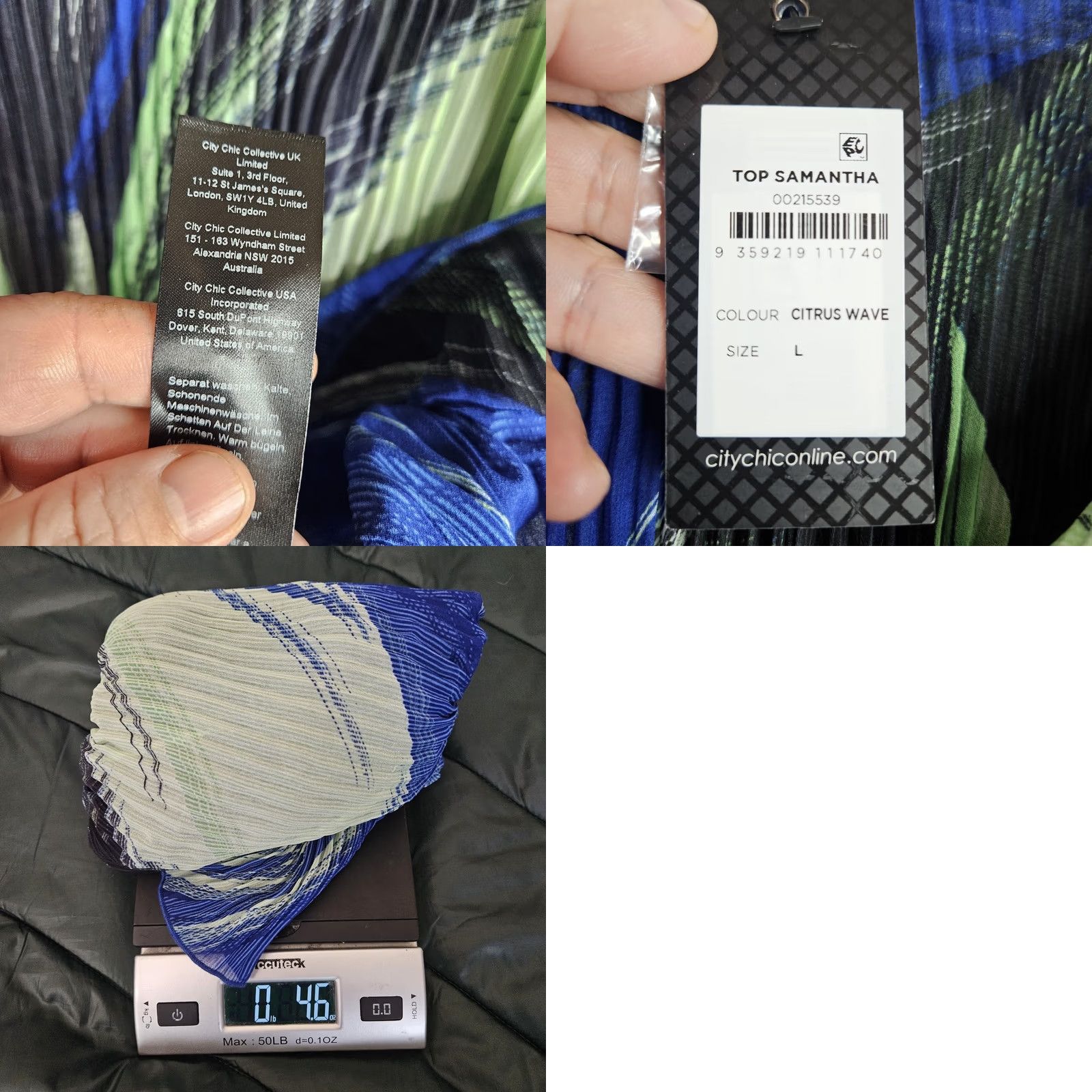Vintage City Chic Women's Blouse Shirt L/20 Blue Short Sleeve Round Neck Frilled Neckline Regular Fit All Seasons Knit Polyester Casual Size L / US 10 / IT 46 - 8 Thumbnail