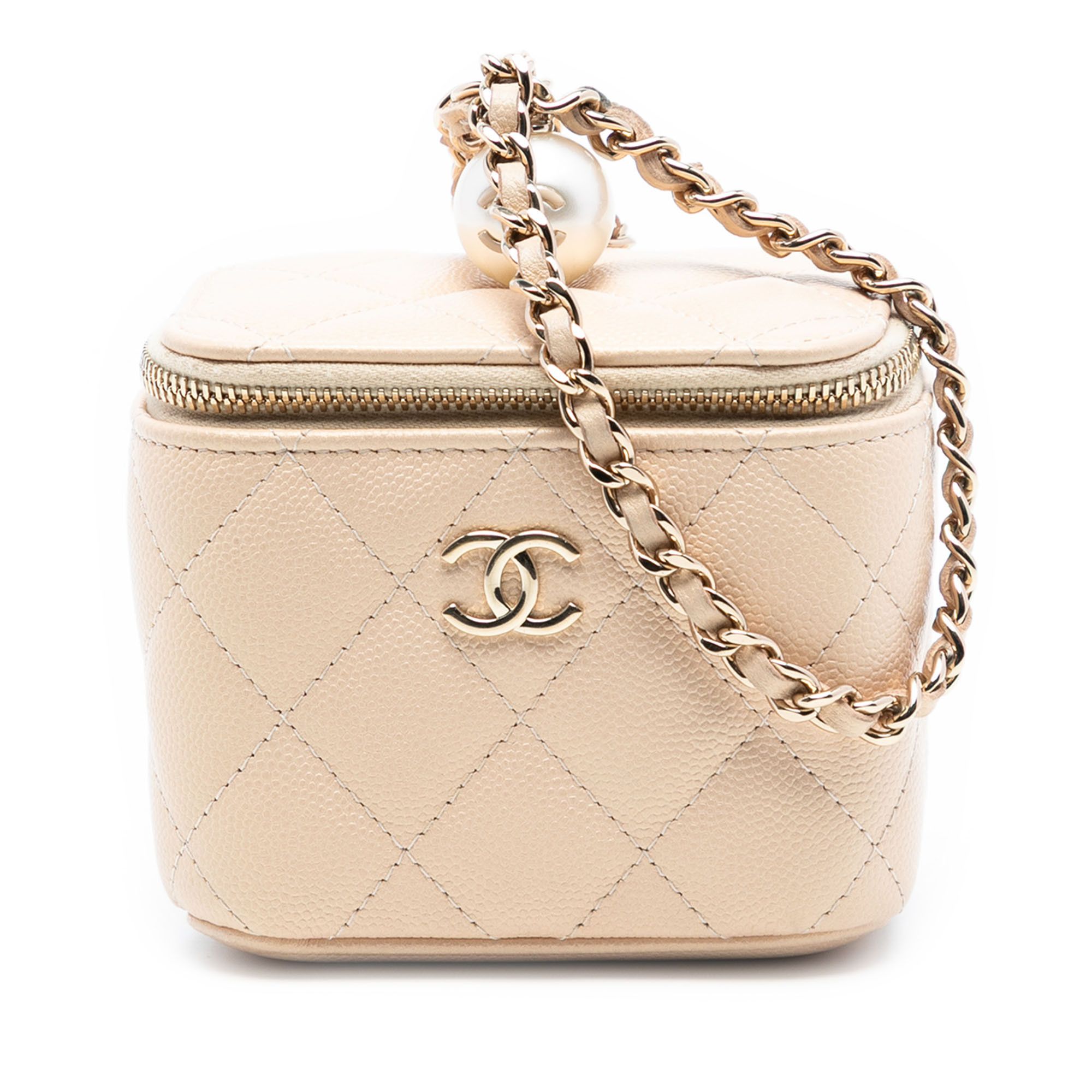 Chanel Chanel Mini Quilted Iridescent Caviar Pearl On Top Vanity Case With Chain Size ONE SIZE - 1 Thumbnail