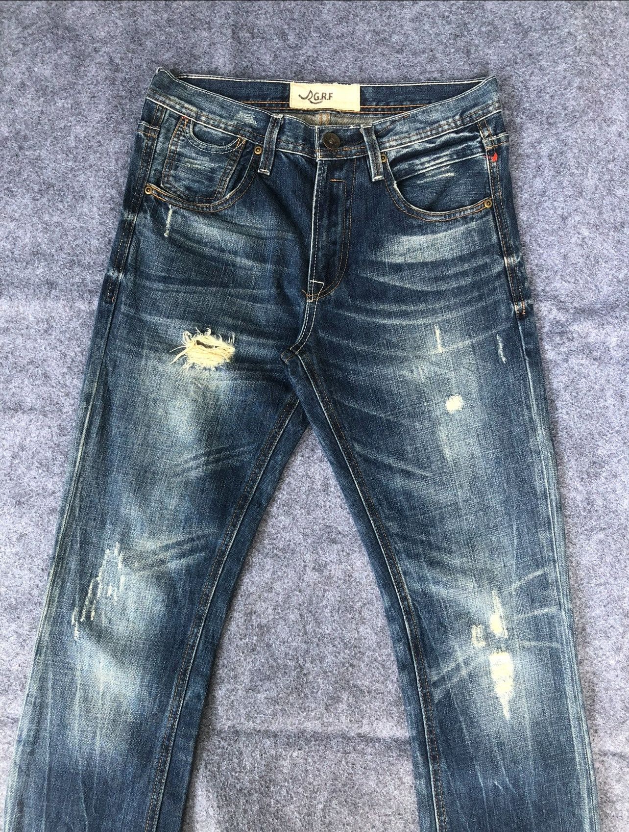 Japanese Brand Last Drop🔥🔥GRF Graphic Research Foundation Distressed Denim Size US 31 - 4 Thumbnail