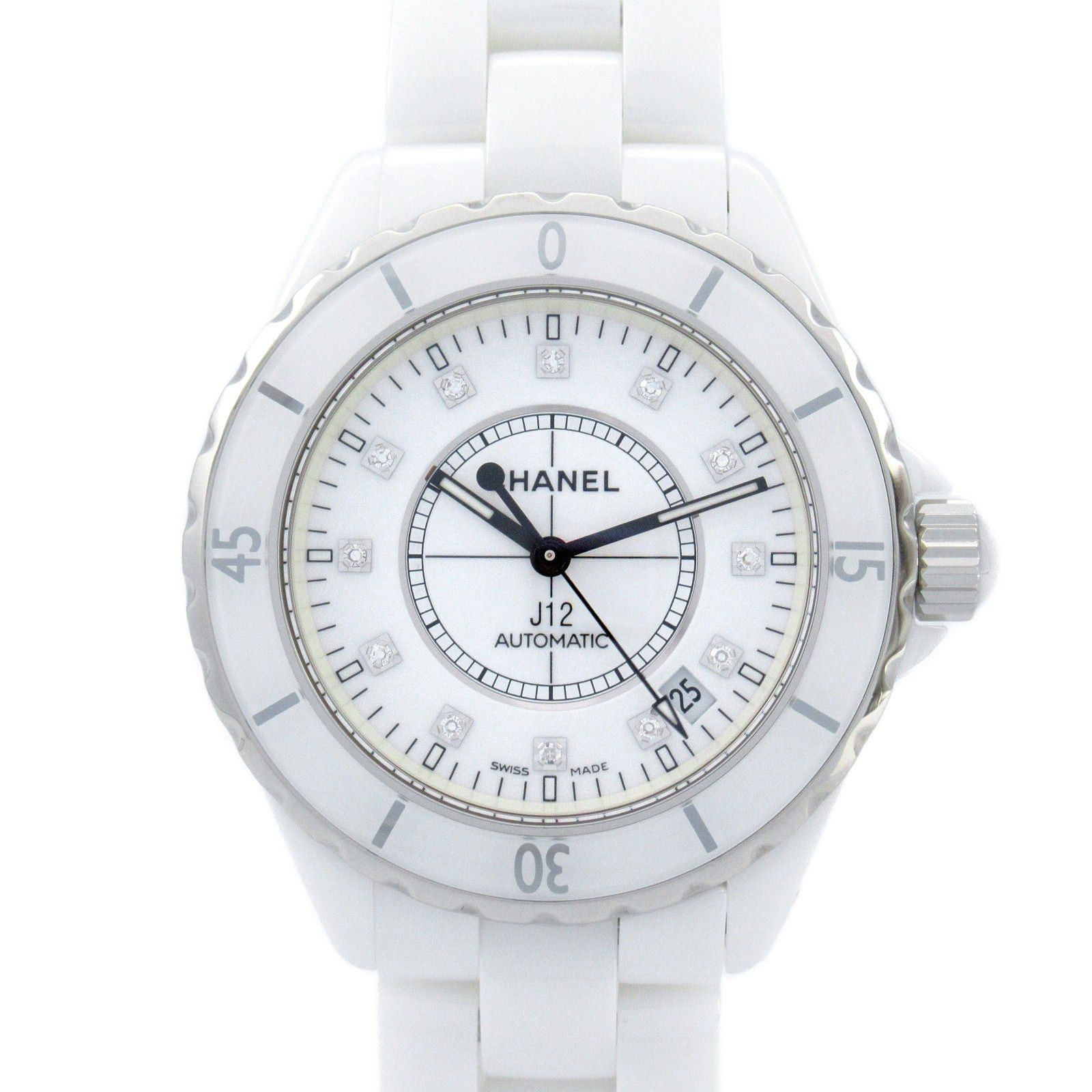 Chanel Chanel J12 12P Diamond Mens Watch Automatic Winding Ceramic White Size ONE SIZE - 1 Thumbnail