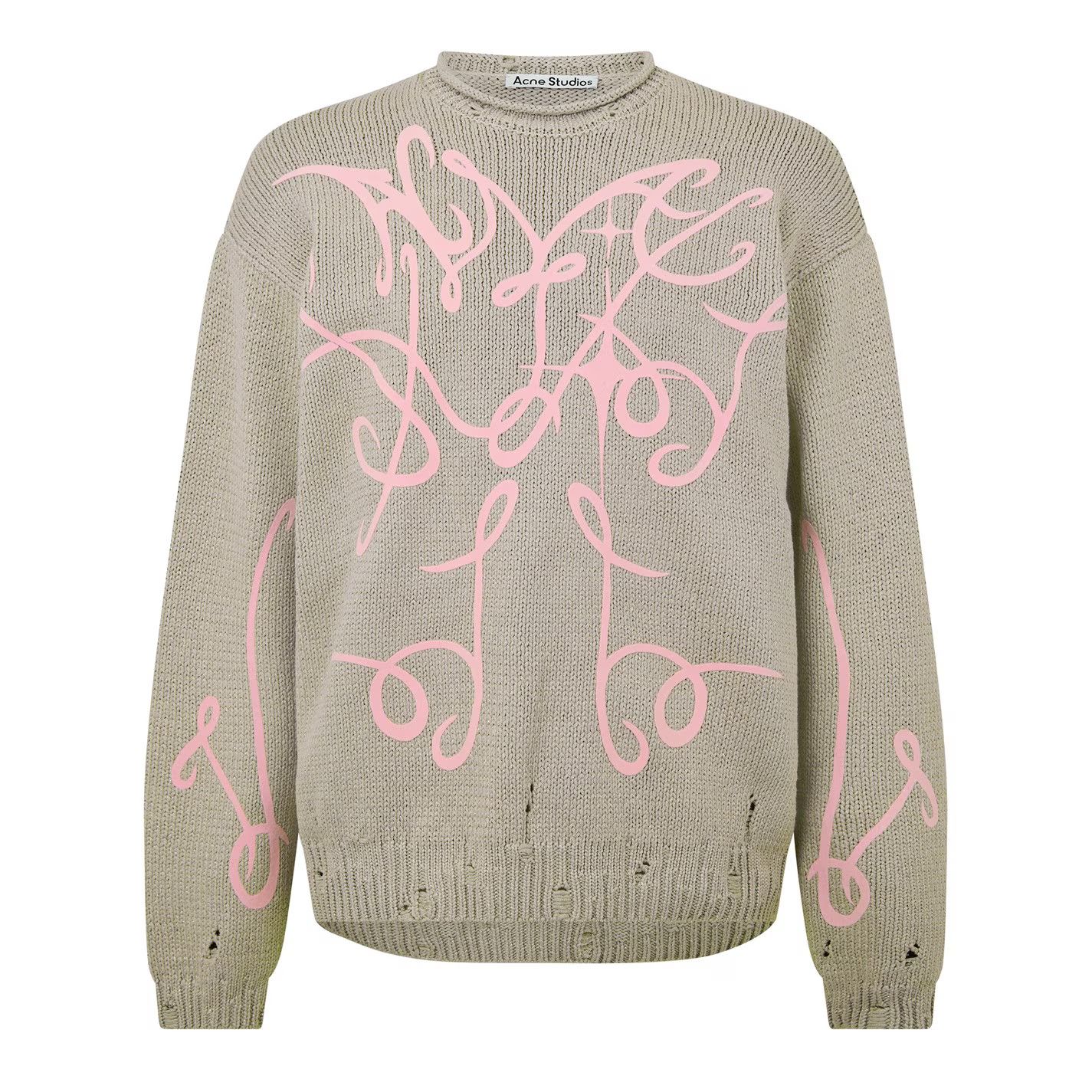 Acne Studios o1g2r1mq0825 Distressed Jumper in Beige/Pink Size US L / EU 52-54 / 3 - 1 Thumbnail