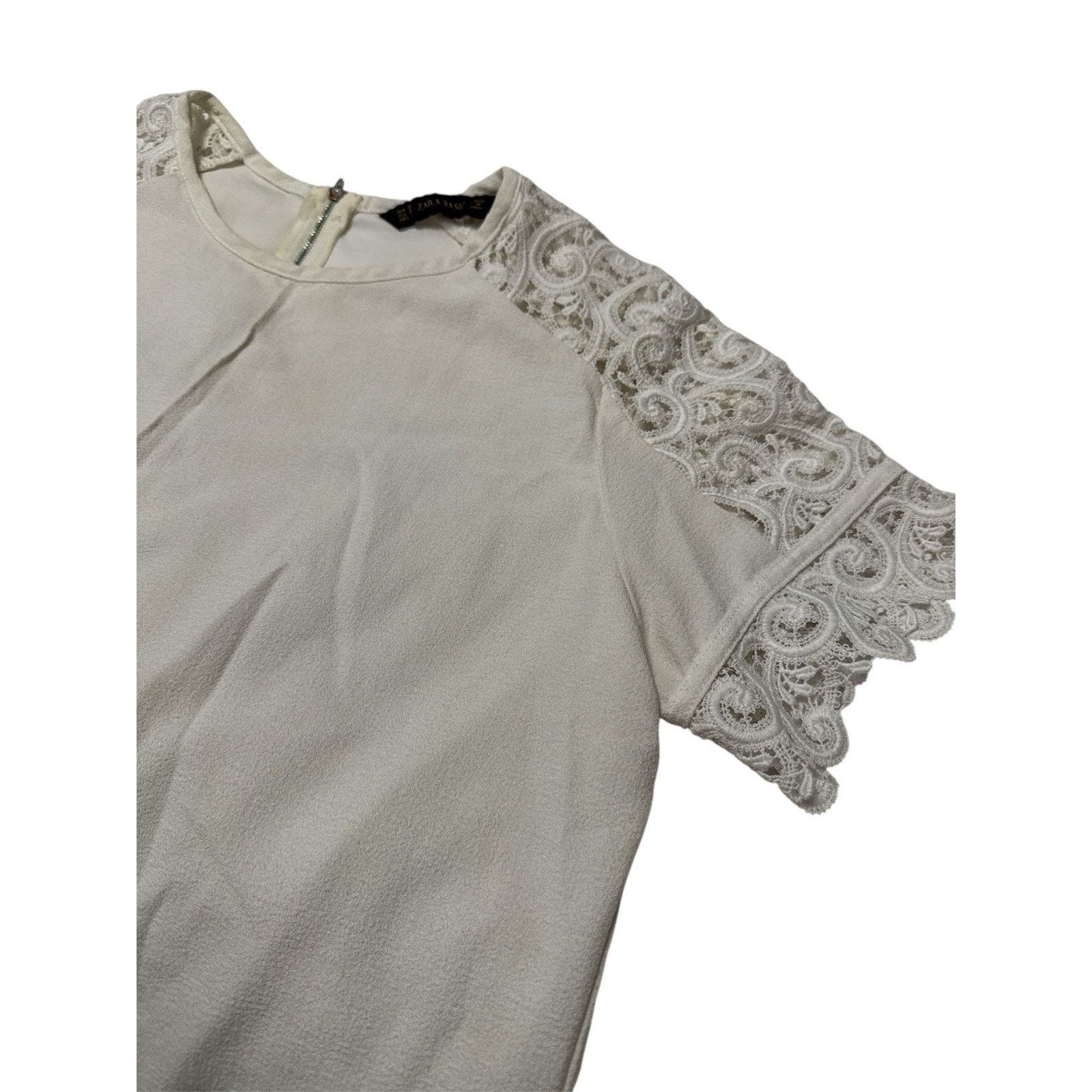 Zara ZARA IVORY WHITE SHORT SLEEVE LACE TRIM SHIFT DRESS SIZE XL Size XL / US 12-14 / IT 48-50 - 3 Thumbnail