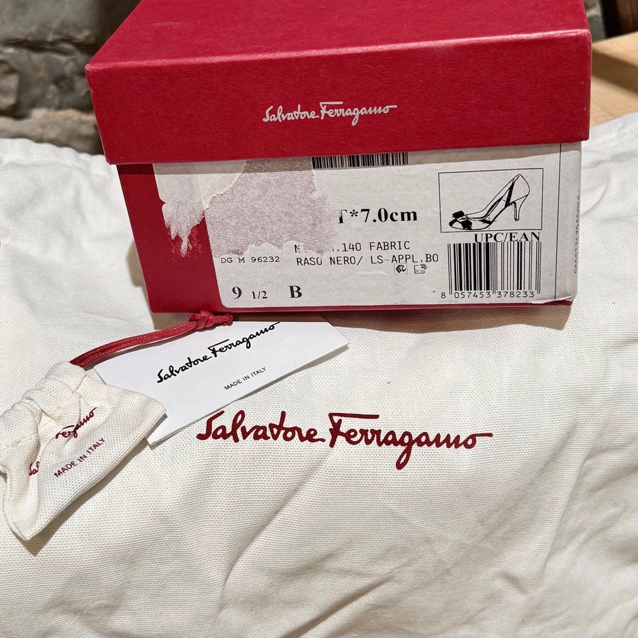 Salvatore Ferragamo Salvatore Ferragamo Black Satin Crystal Embellished Pumps Size US 9.5 / IT 39.5 - 12 Thumbnail