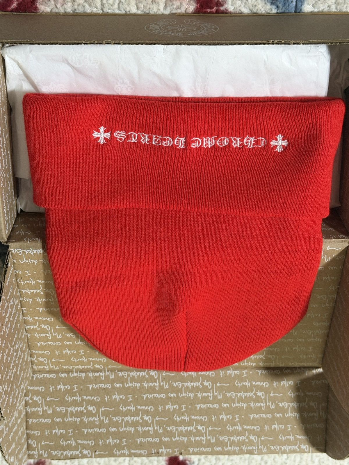 Chrome Hearts Luxury Red Brand New chrome hearts CH Spellout Beanie rare Size ONE SIZE - 9 Thumbnail