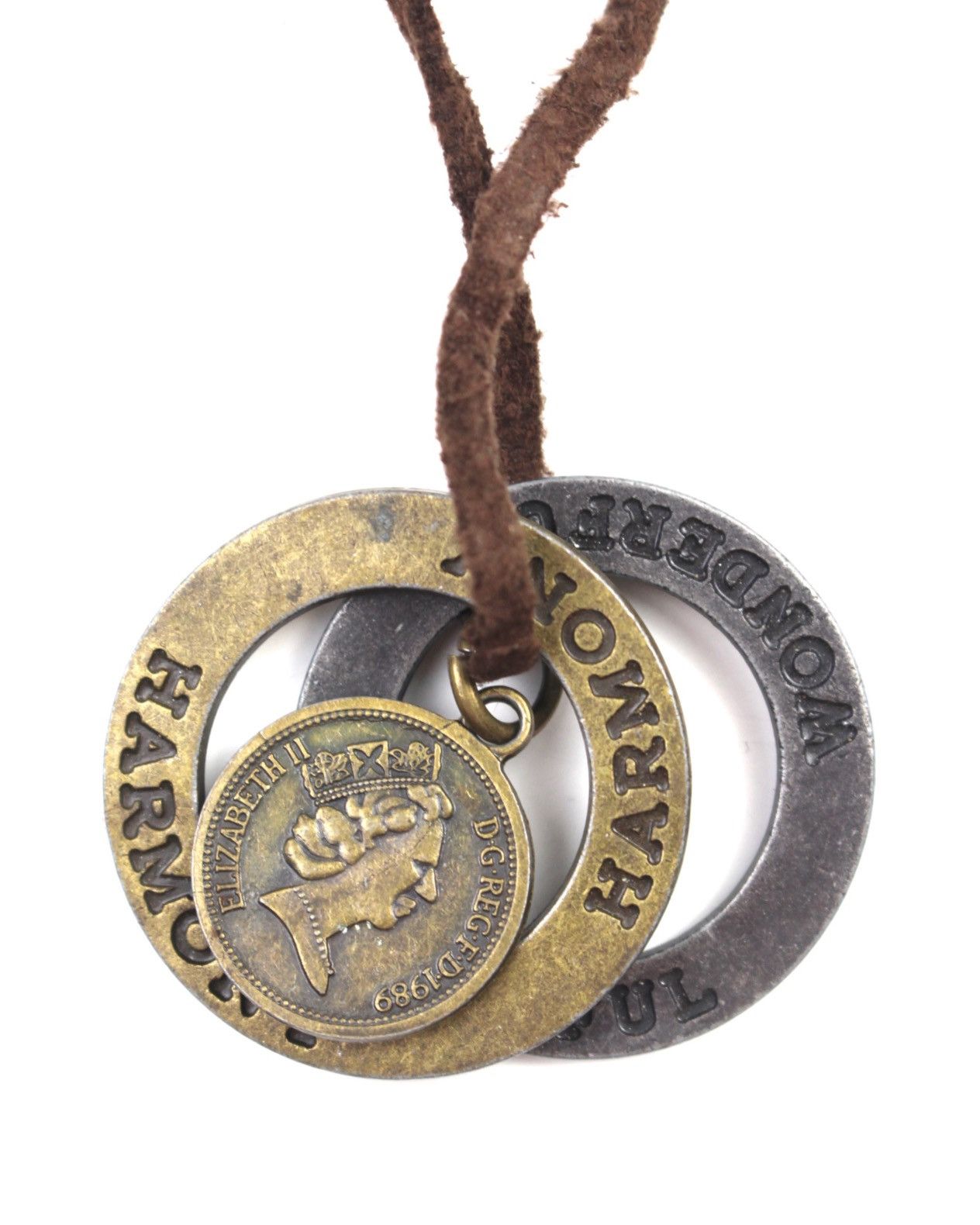 Vintage 2000S JAPANESE MADE “HARMONY & WONDERFUL” MEDALLION NECKLACE Size ONE SIZE - 2 Thumbnail