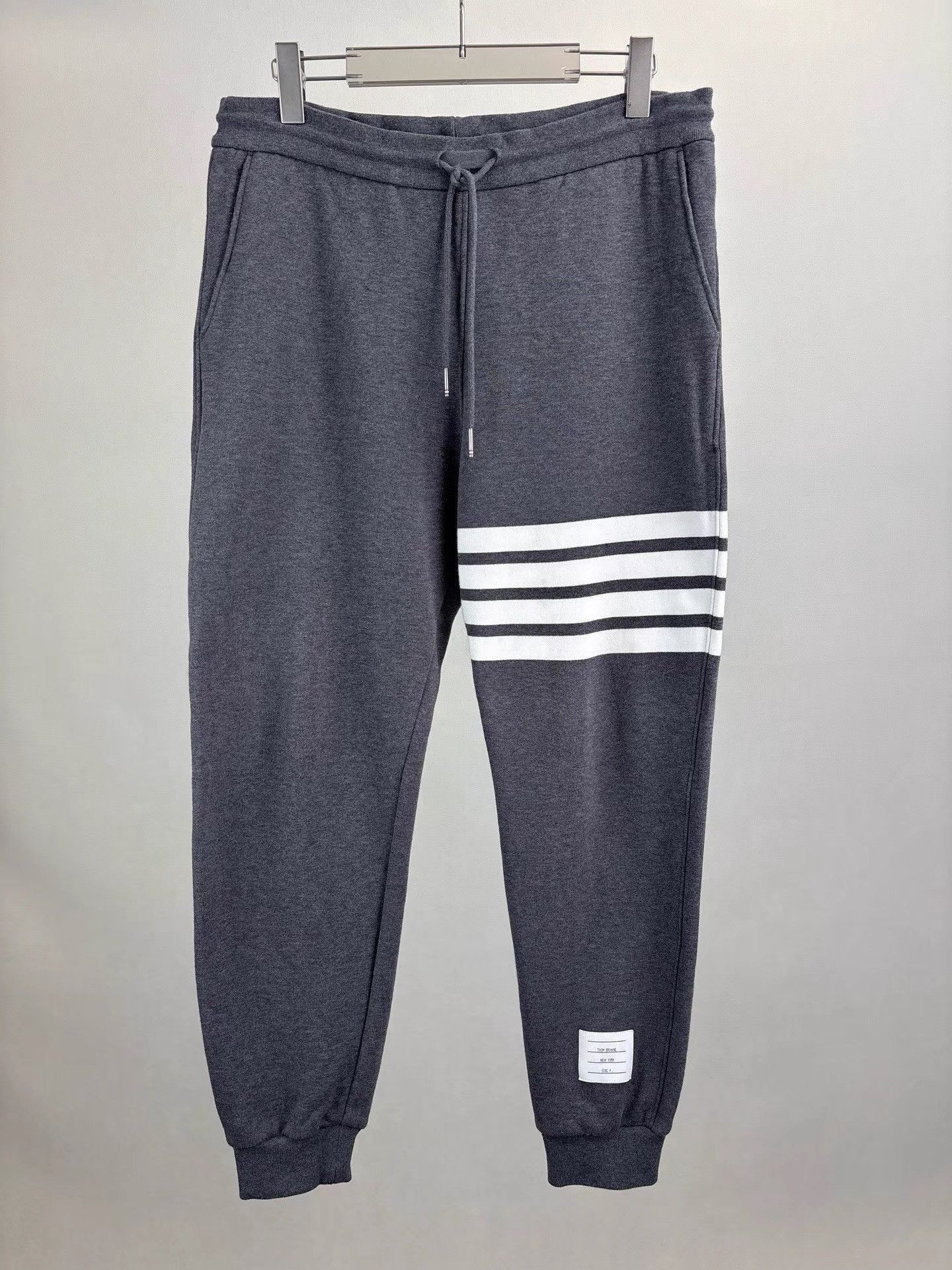 Thom Browne Gray Sweatpants with White Stripes Size US 32 / EU 48 - 1 Thumbnail