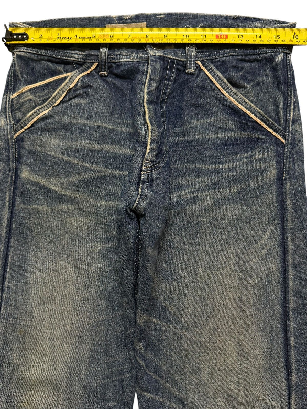 Norbit Vintage 90s Japan Norbit Blue Faded Wash Distressed Wide Leg Size US 31 - 9 Thumbnail