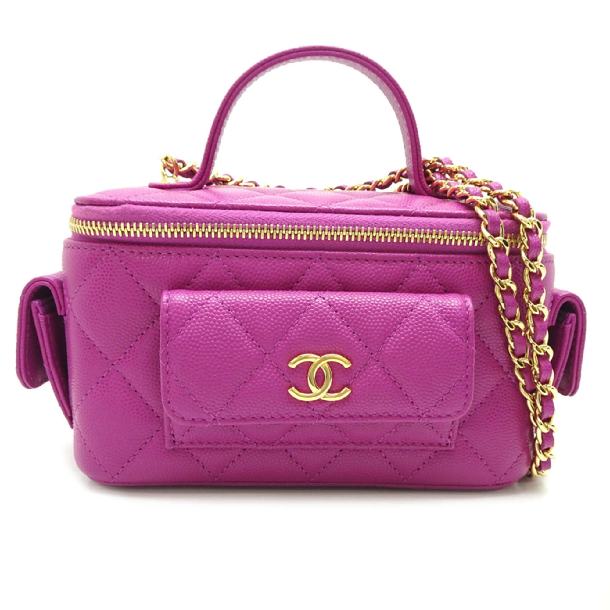 Chanel Chanel Vanity Case Women's Shoulder Bag AP3017 Caviar Leather Purple Size ONE SIZE - 1 Thumbnail
