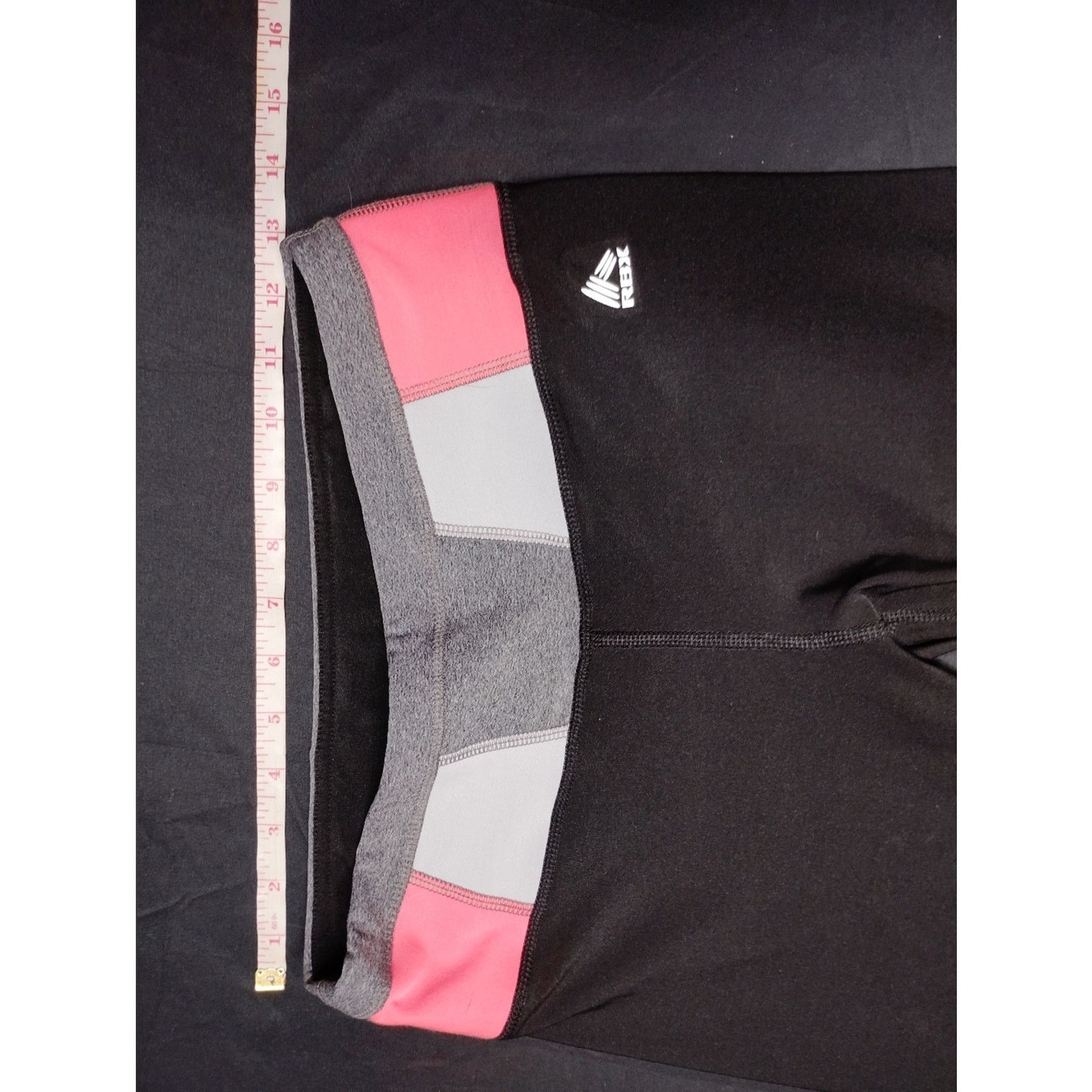 GBX RBX Black Capri Leggings - Pink & Gray Colorblock Waistband Size 26" / US 2 / IT 38 - 2 Thumbnail