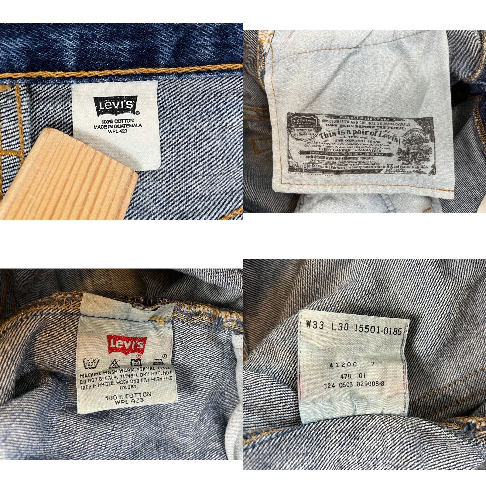 Levi's VINTAGE Levi's 501 Jeans Men Medium Wash 33x30 90s Solid Blue 5-Pocket Denim Straight Size US 33 - 8 Thumbnail