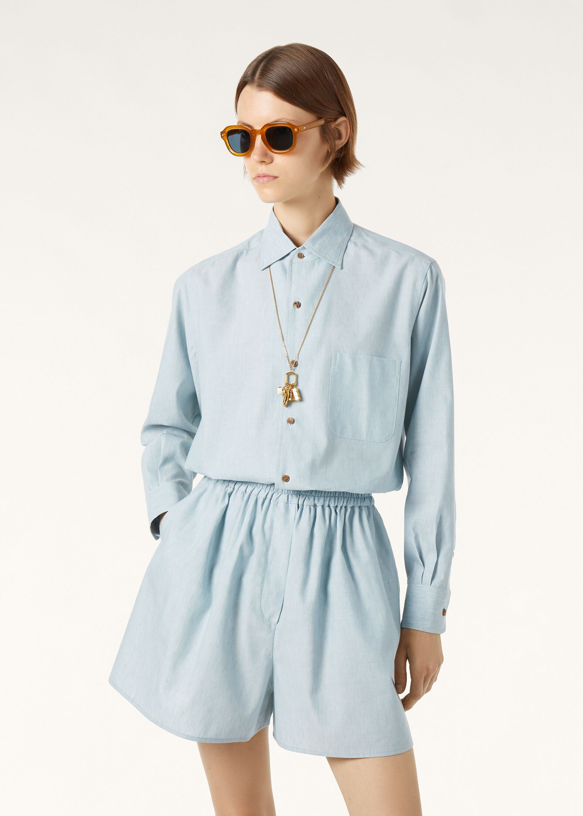 Loro Piana os11x0426 FAQ8219 Andre Shirt in Salt Bleached Blue Size L / US 10 / IT 46 - 4 Thumbnail