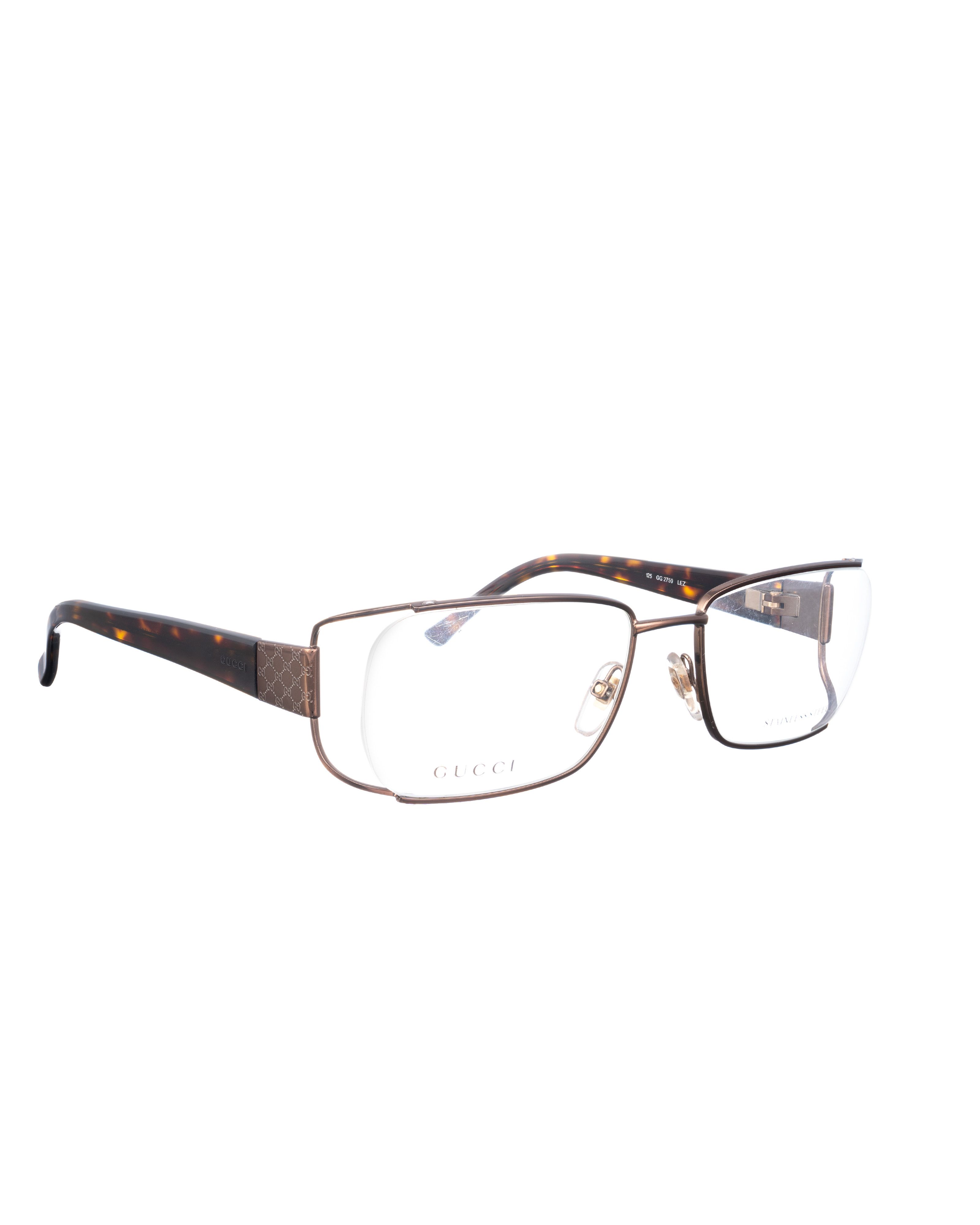 Gucci × Vintage Gucci 00s Metallic Brown Monogram Glasses Size ONE SIZE - 2 Thumbnail