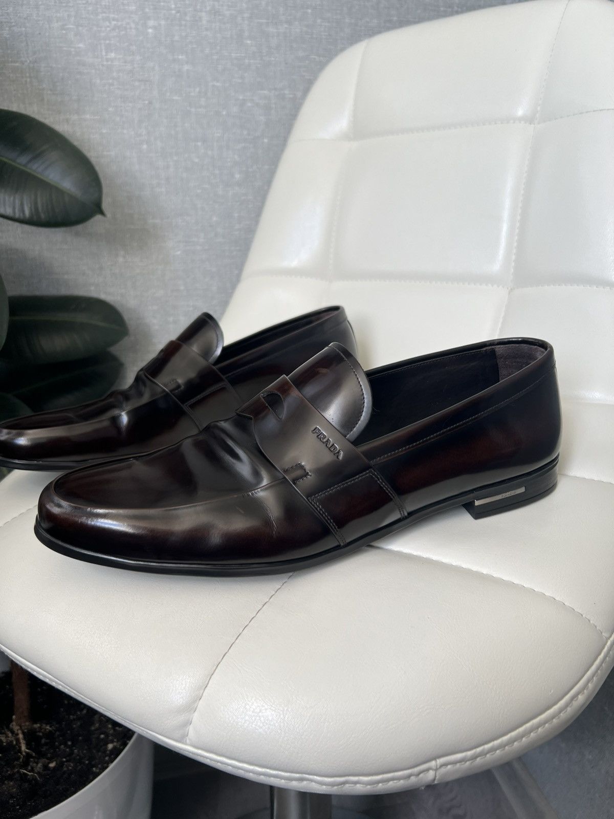 Prada Prada Brown Polished Leather Penny Loafers Men’s Size 11 Size US 12 / EU 45 - 8 Thumbnail