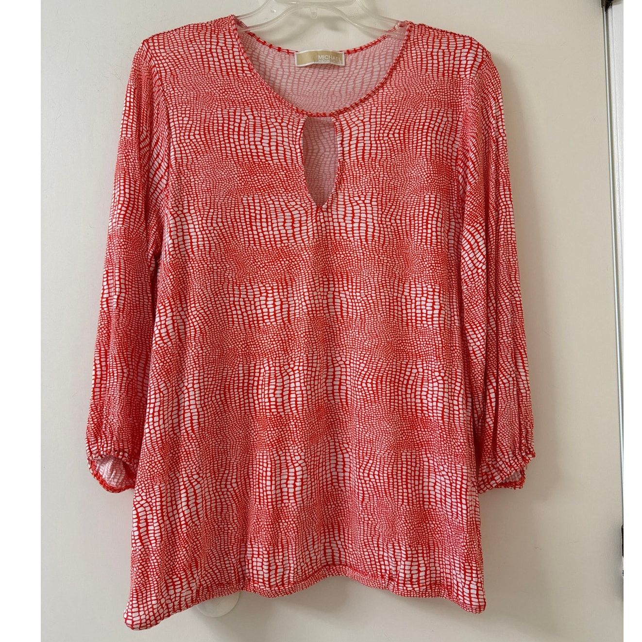 Michael Kors Michael Kors, Orange &. White Top 3/4 Sleeve Gathered Hem Size XL / US 12-14 / IT 48-50 - 1 Thumbnail