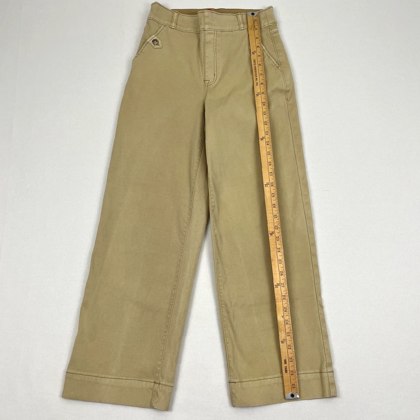 Spanx Spanx Pants Womens S W26 L26 Khaki Brown Stretch Twill 20312 Cropped Wide Leg Size 28" / US 6 / IT 42 - 6 Thumbnail
