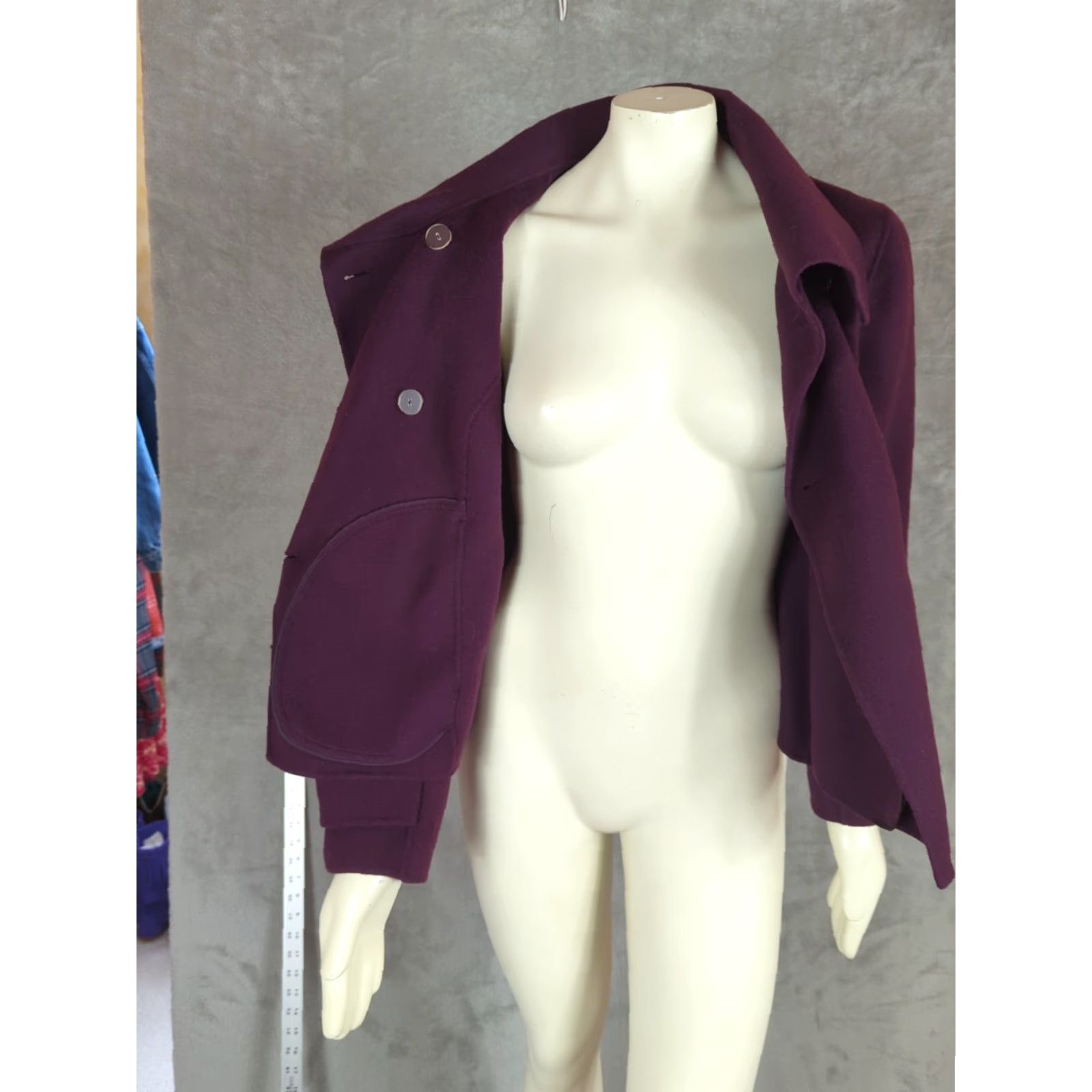 Nautica Womens Pea Coat Jacket Wool Short Size M Eggplant Purple Pockets Cambridge Dry Goods Regular Long Sleeve Button Front Casual Business Travel Size 32" / US 10 / IT 46 - 7 Thumbnail