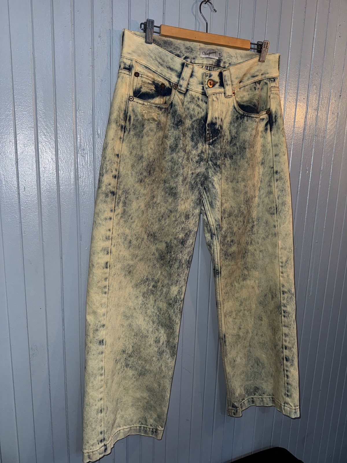 Vaquera Vaquera Distressed Acid Wash Baggy Denim Made In Italy Size US 29 - 14 Thumbnail