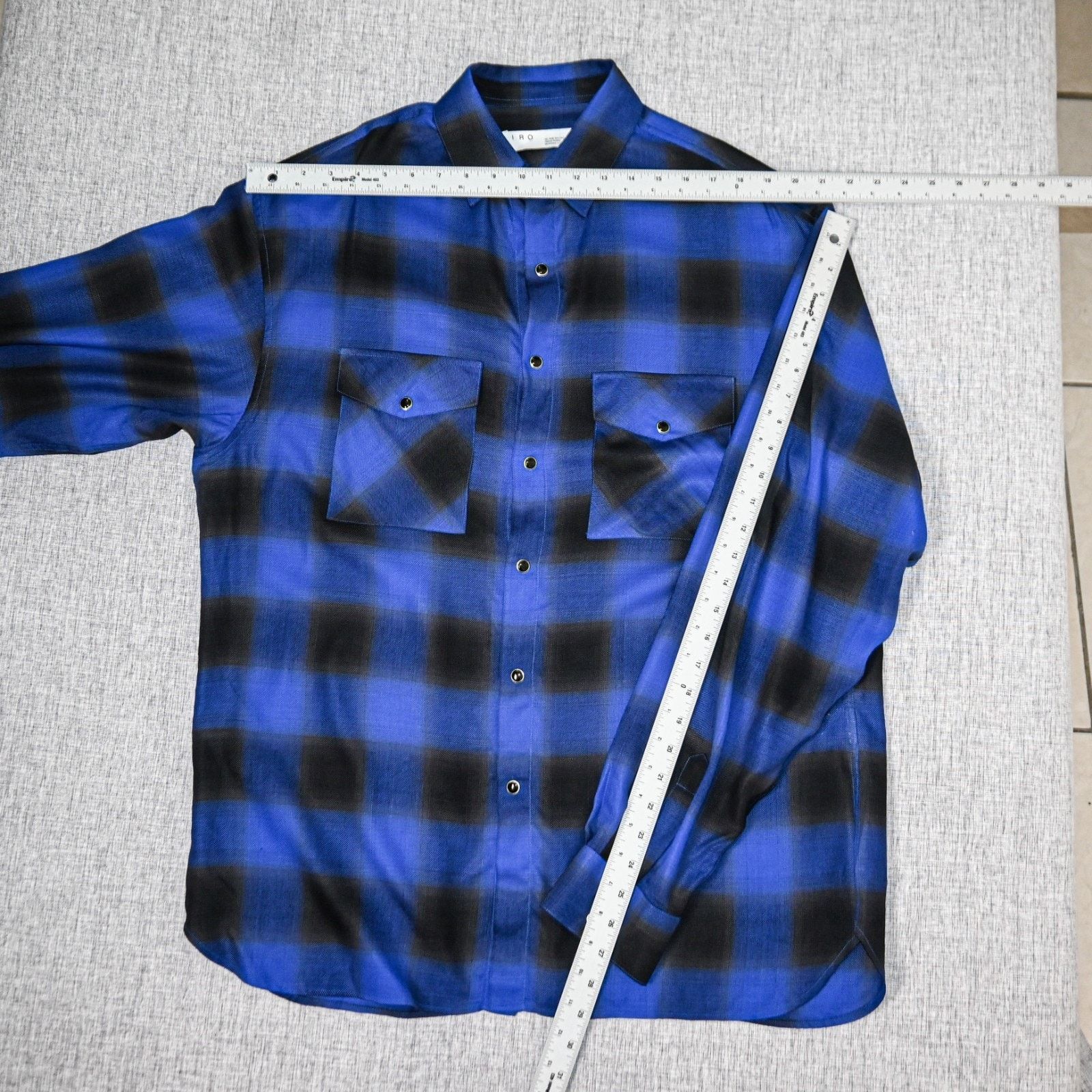 Iro IRO Zephir Plaid Print Pearl Snap Over Shirt Electric Blue Size US M / EU 48-50 / 2 - 9 Thumbnail