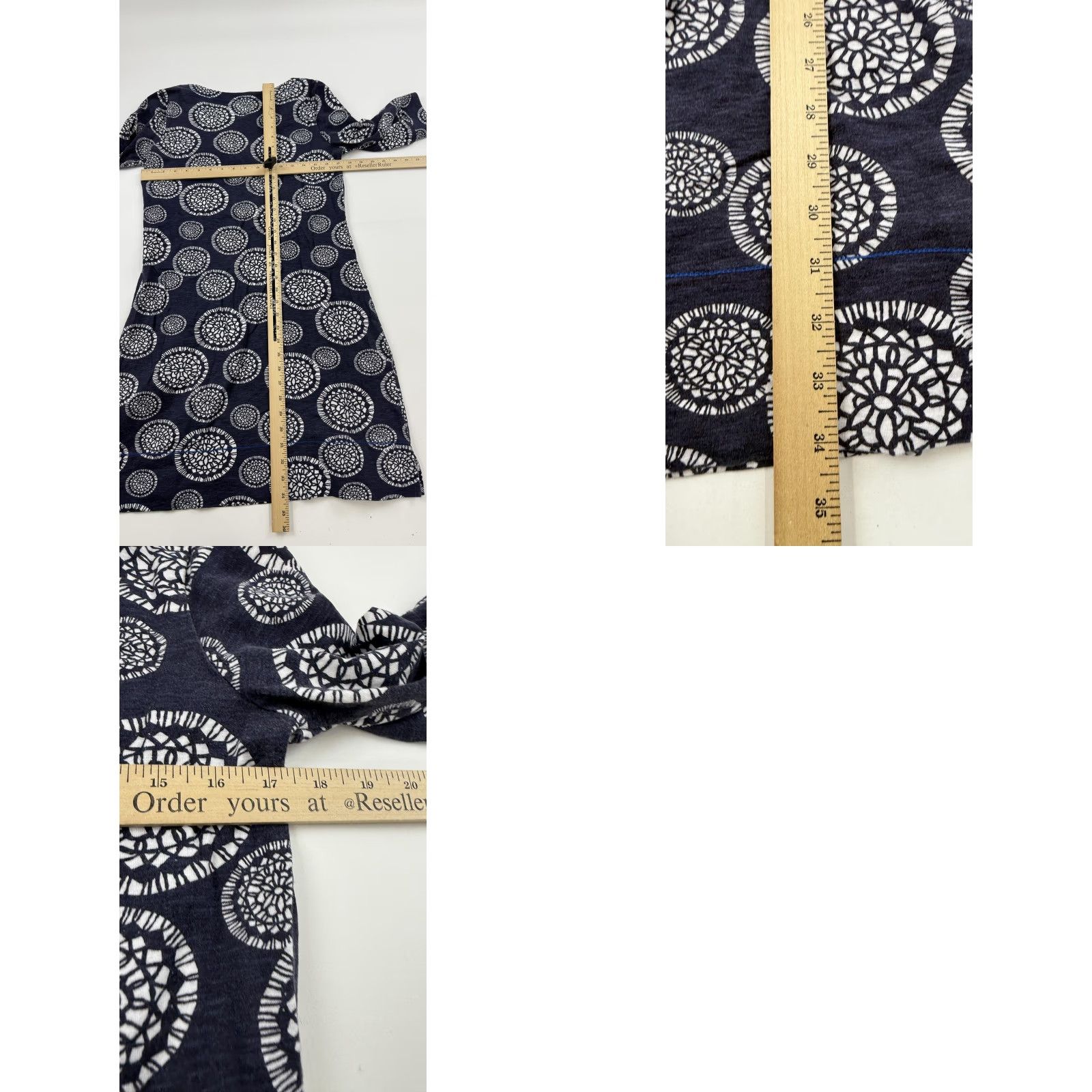 Vintage Hatley Dress Womens M Short Blue A-Line 3/4 Sleeve V-Neck Geometric Print Size M / US 6-8 / IT 42-44 - 8 Thumbnail