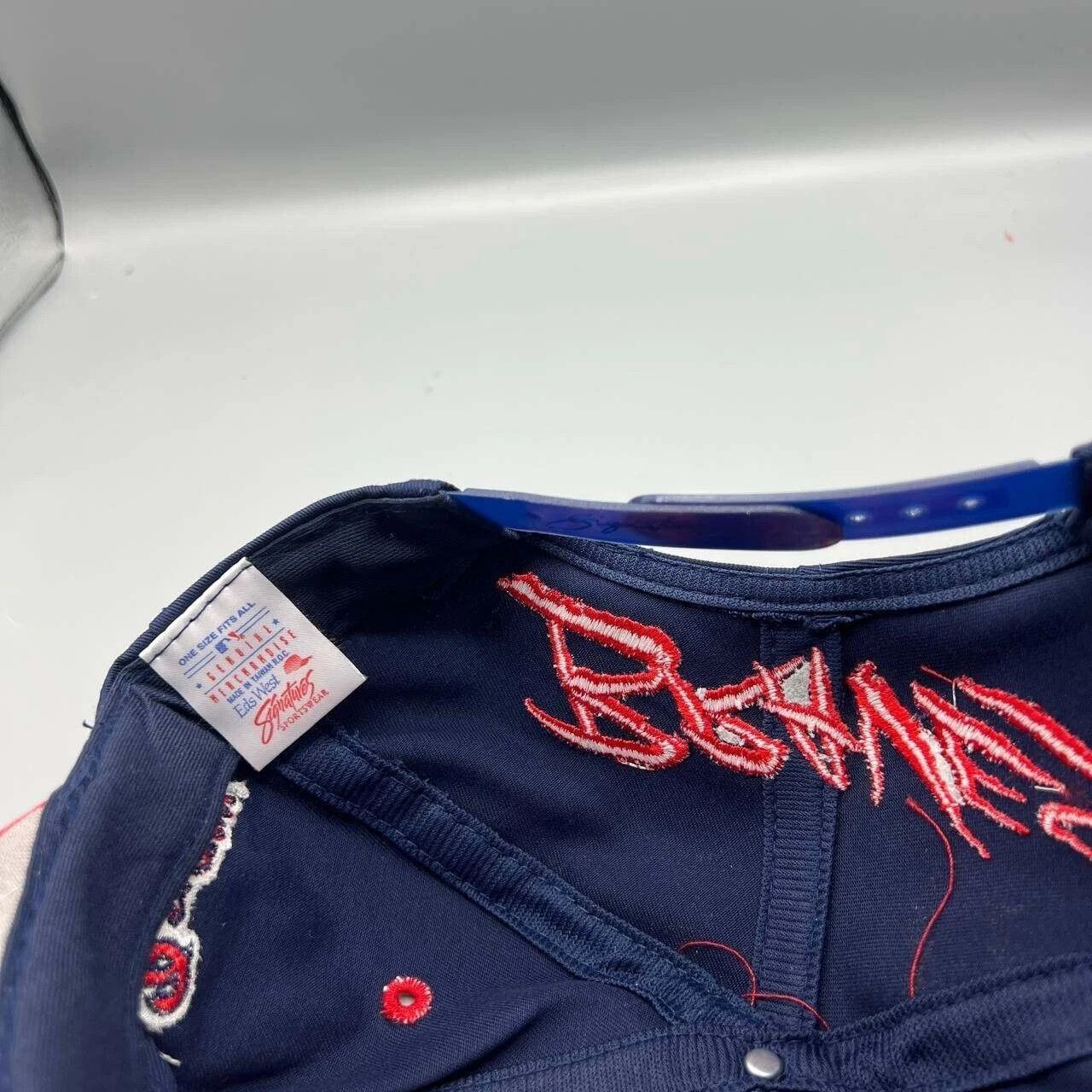 Signatures × Vintage Atlanta Braves Hat Men Blue Red Signatures MLB Snap Back Cap Size ONE SIZE - 5 Thumbnail