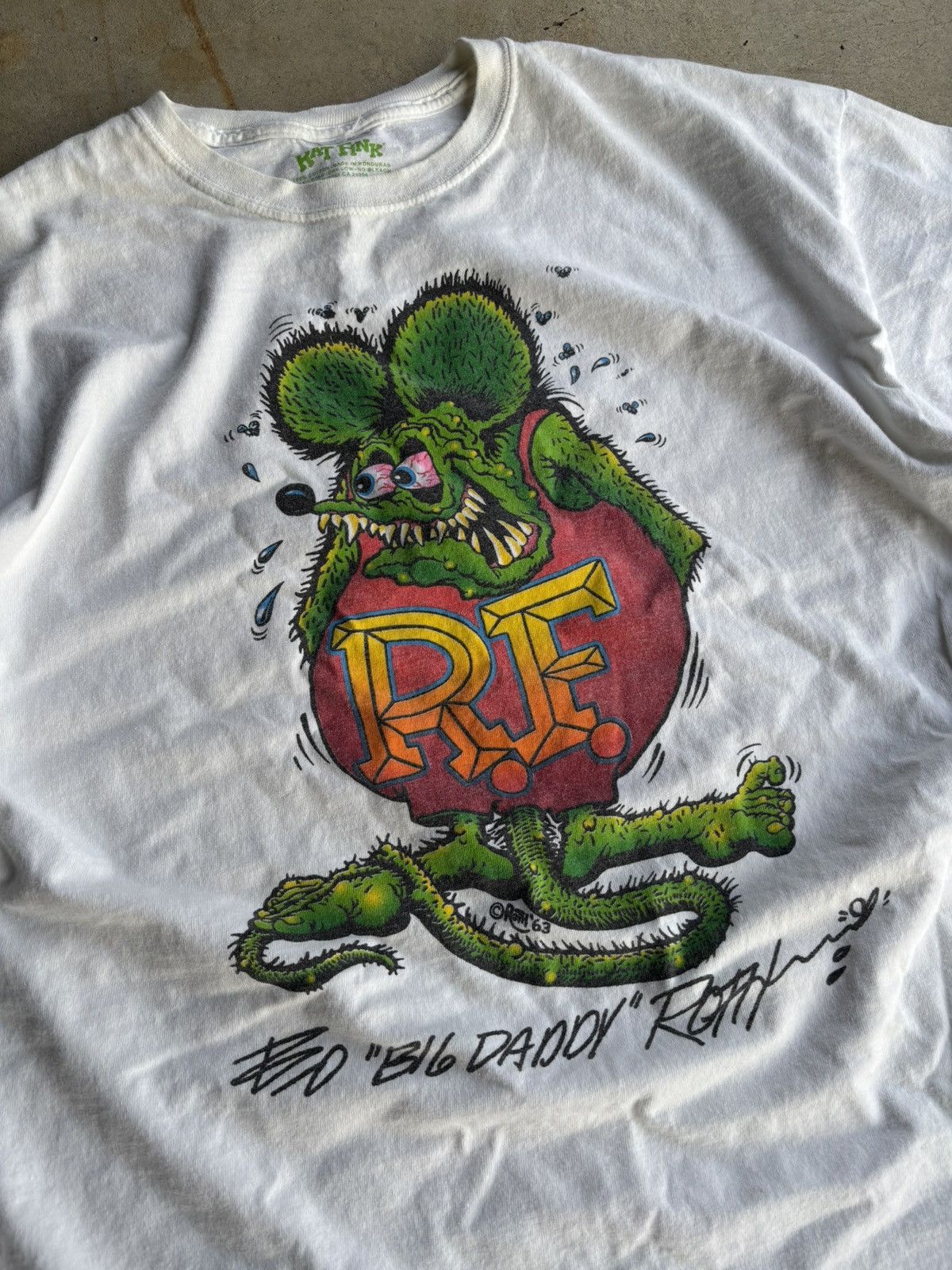 Vintage × West Coast Choppers Crazy Rat Fink Boxy Faded White Auto Choppers Grunge Tee Size US XL / EU 56 / 4 - 3 Thumbnail