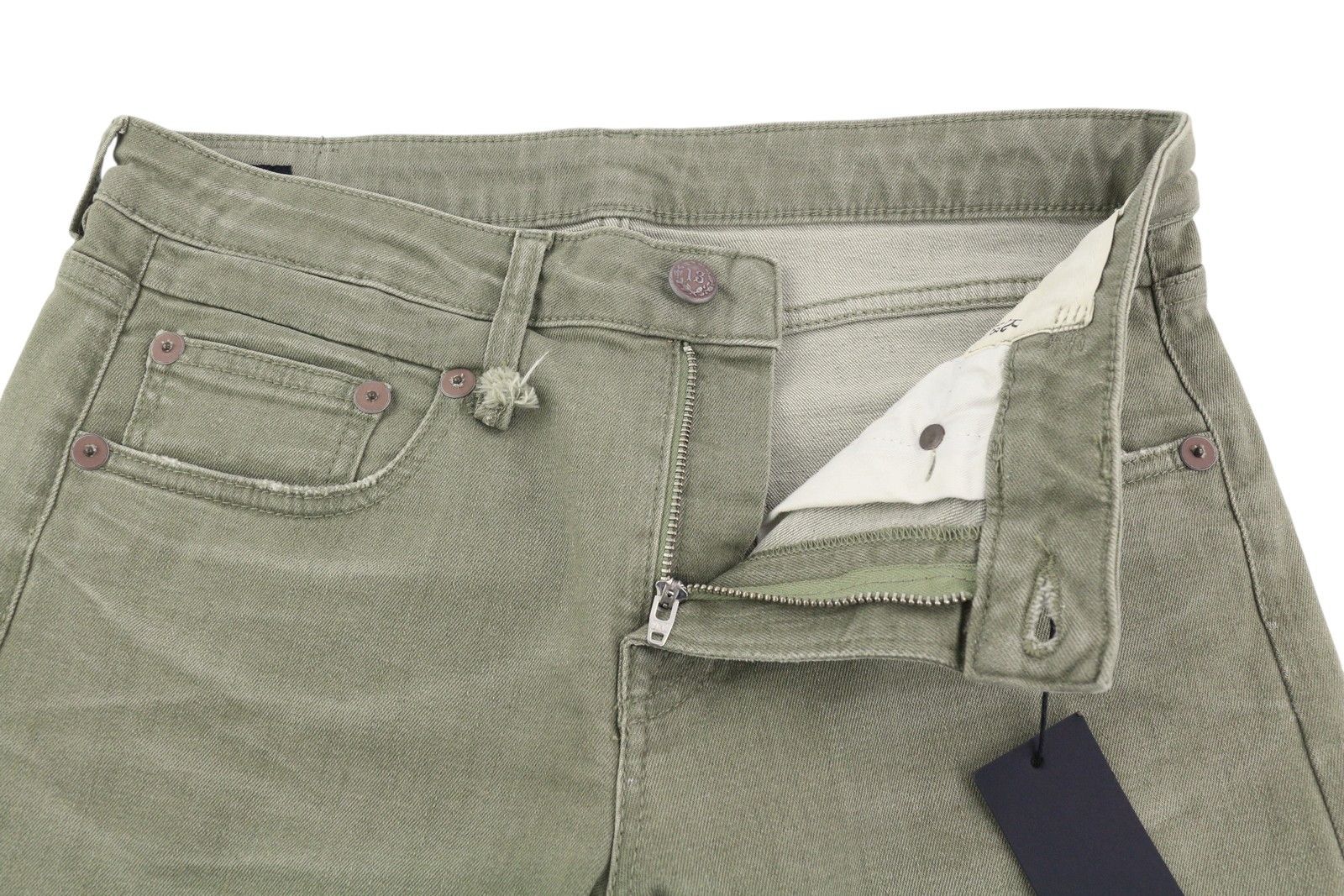 R13 BOY STRAIGHT 27 Cropped Washed Olive Green 84498 Size 27" / US 4 / IT 40 - 5 Thumbnail