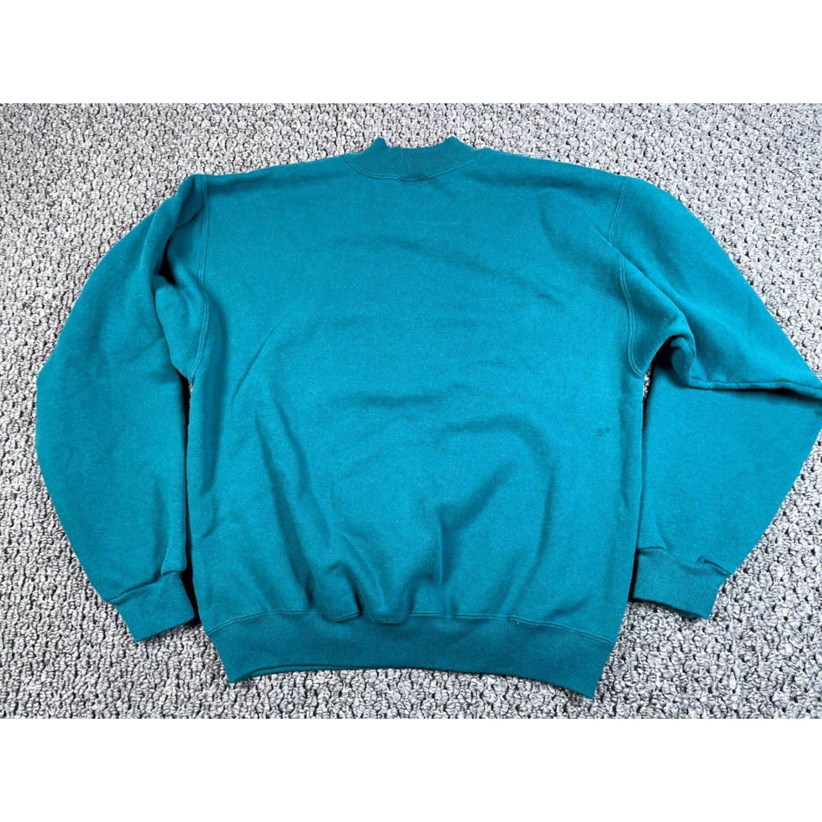 Hanes VTG 80s Angel Cupid Print Mock Neck Sweatshirt Hanes Large Green Men's Pullover 50/50 Tag Size US L / EU 52-54 / 3 - 2 Thumbnail