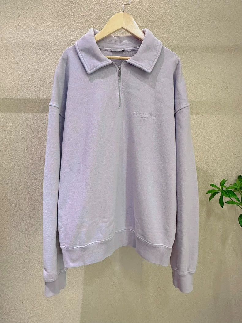 Dior Dior Logo Embroidered Purple Half-Zip Sweatshirt - dmc Size US M / EU 48-50 / 2 - 1 Thumbnail