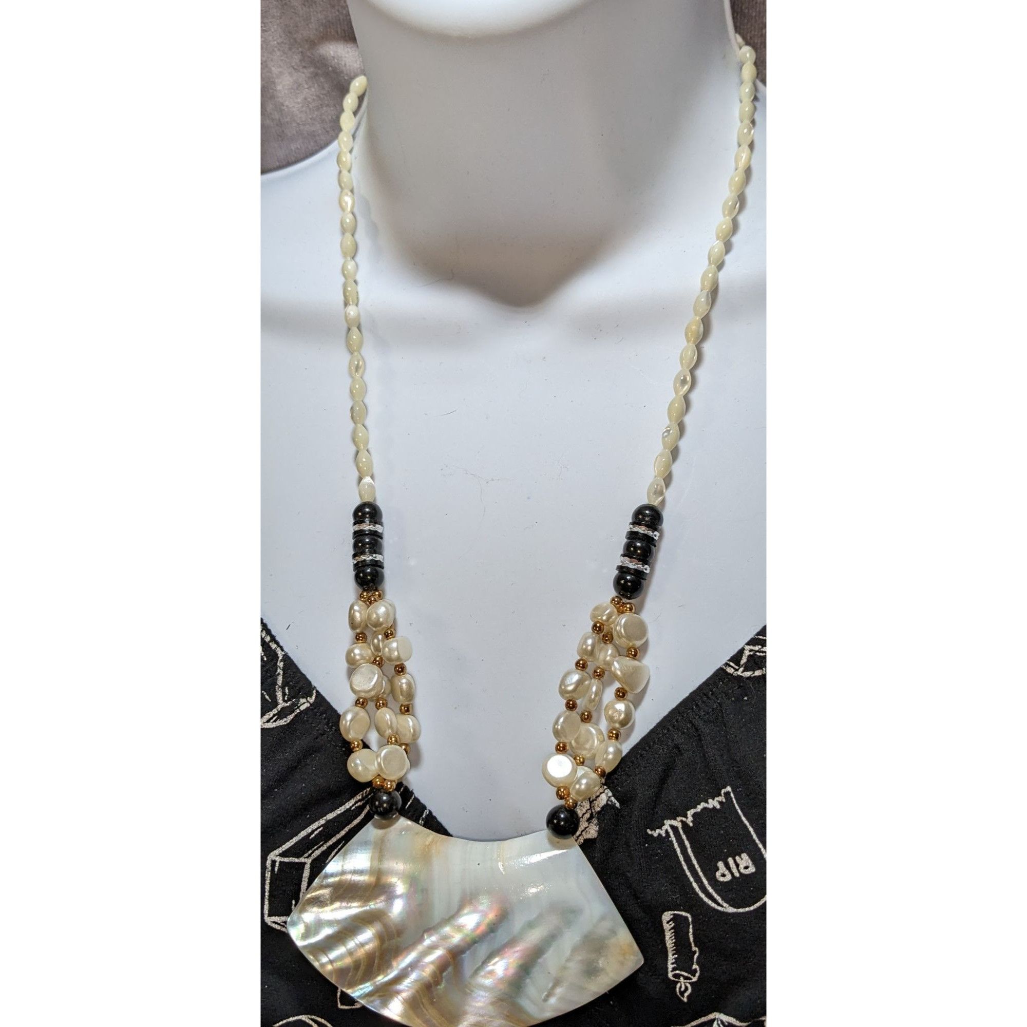 Other Vintage Mermaidcore Mother Of Pearl & Beaded Statement Neckl Size ONE SIZE - 6 Thumbnail