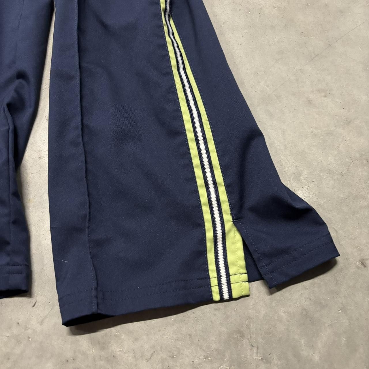 Japanese Brand × Vintage Crazy Vintage Y2K/2000s Navy Blue Green Striped Streetwear Essential Track Pants! Size US 32 / EU 48 - 5 Thumbnail