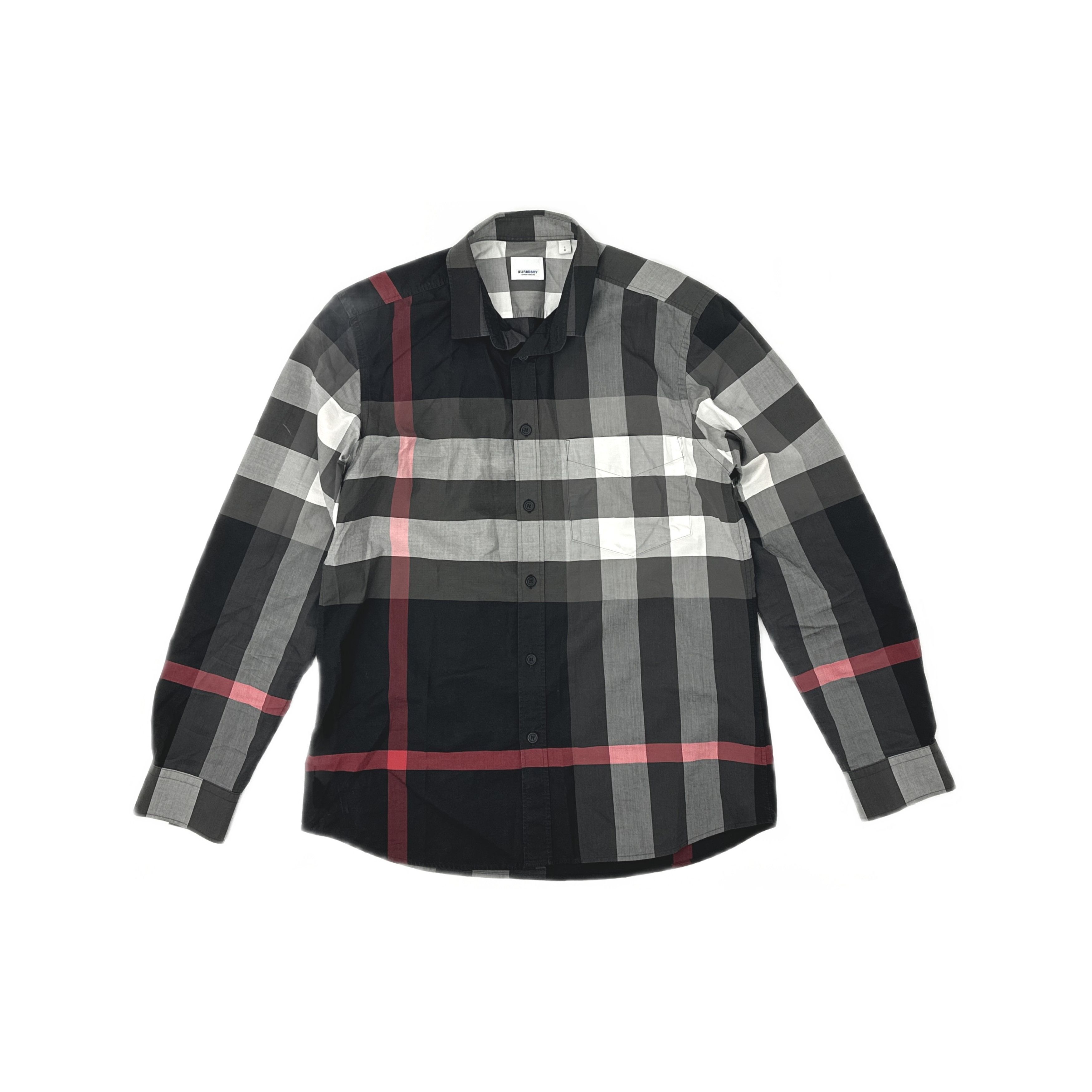 Burberry Burberry Charcoal Check Long Sleeve Shirt Size L Size US L / EU 52-54 / 3 - 1 Thumbnail