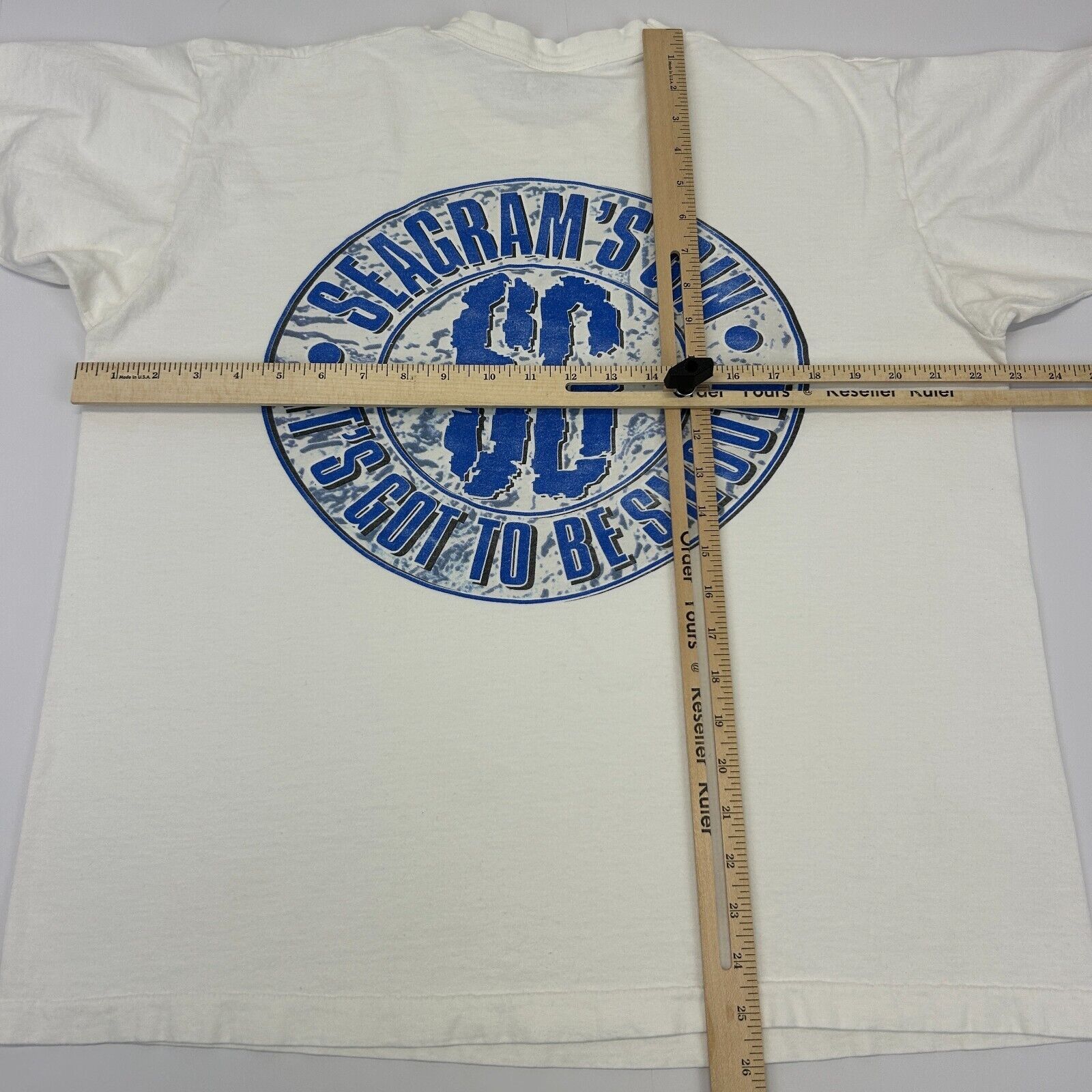 Fruit Of The Loom Vintage 90s Seagrams Gin T Shirt Alcohol White XL X-Large Size US XL / EU 56 / 4 - 11 Thumbnail