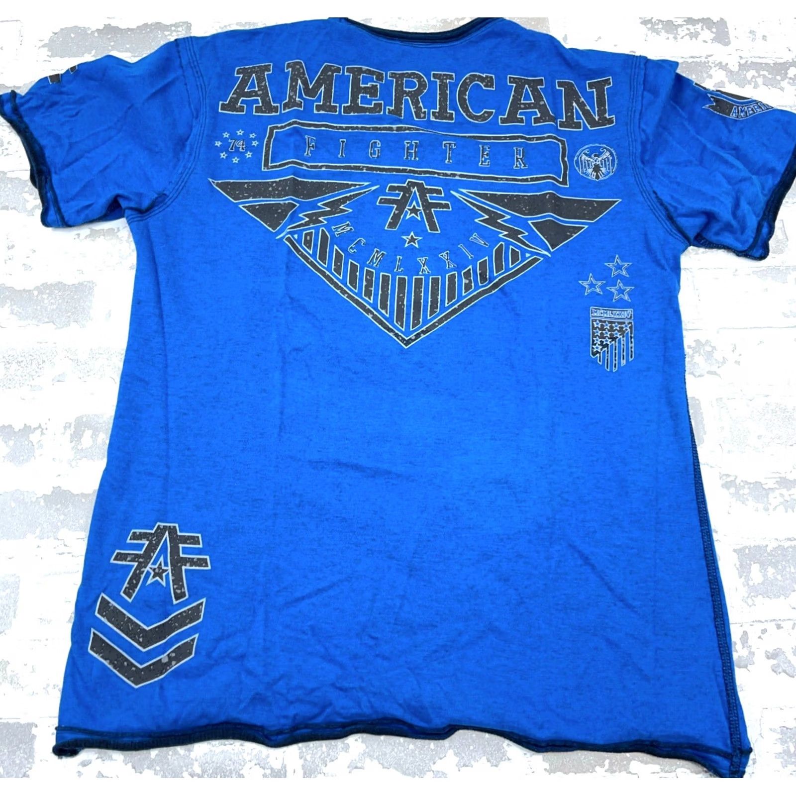 Vintage American Fighter Shirt Men Medium Blue Tee Reversible MMA Adult Two Sided Boxing Size US M / EU 48-50 / 2 - 4 Thumbnail