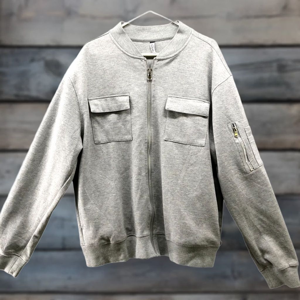Vintage VINTAGE Weiv LA Zip Utility Sweatshirt Mens XL Bomber Band Collar Chore Work Cotton Gray Size US XL / EU 56 / 4 - 1 Thumbnail