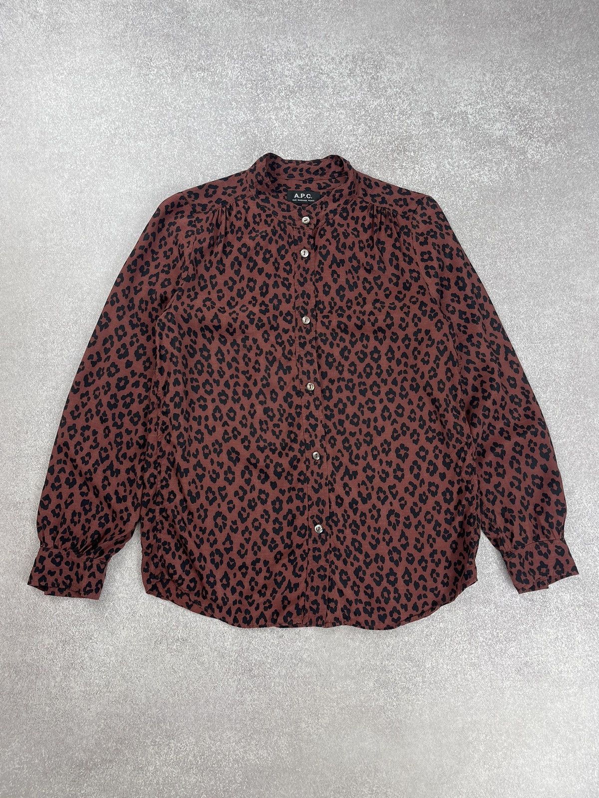 A.P.C. Rue Madame Paris Leopard Print Blouses Shirt Size 34