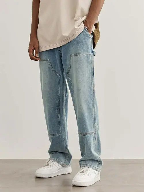 VIBE washed faded double knee carpenter cargo jeans Size US 34 / EU 50 - 2 Thumbnail